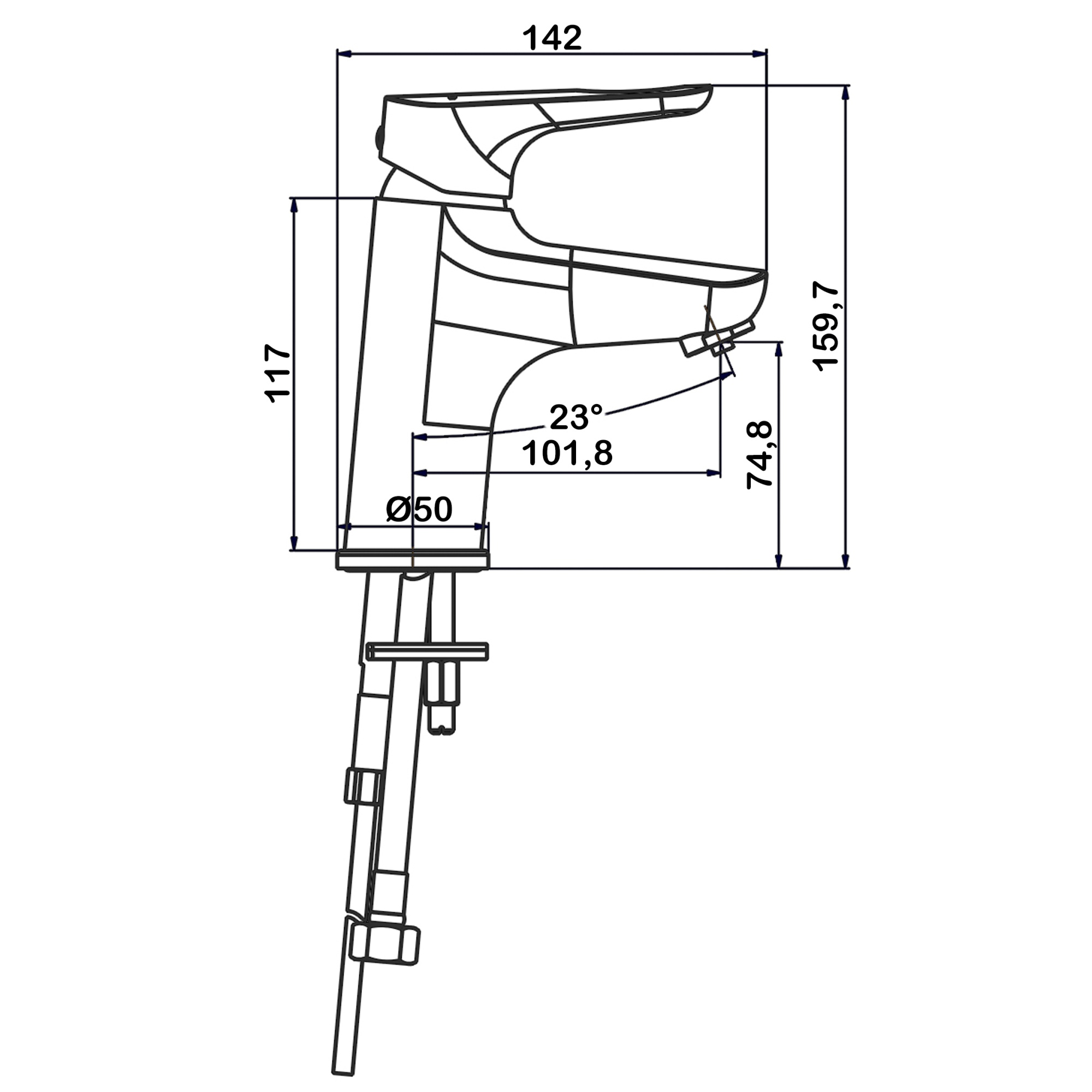 Смеситель для раковины с каналом для подключения фильтра Swedbe Venado Plus 1615