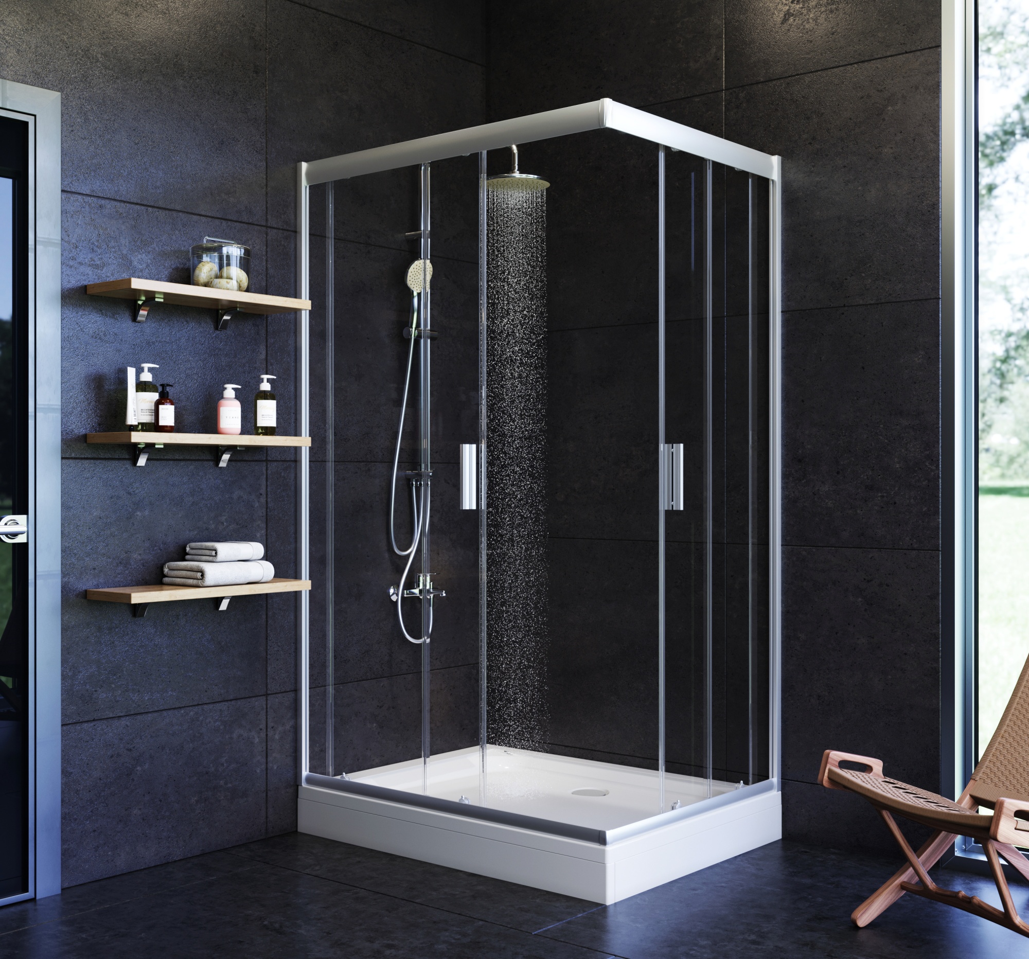 W90G-404-120290-MT Gem Twin Slide 120x90. Душевое ограждение,120x90, профиль мат хром, стекло прозра