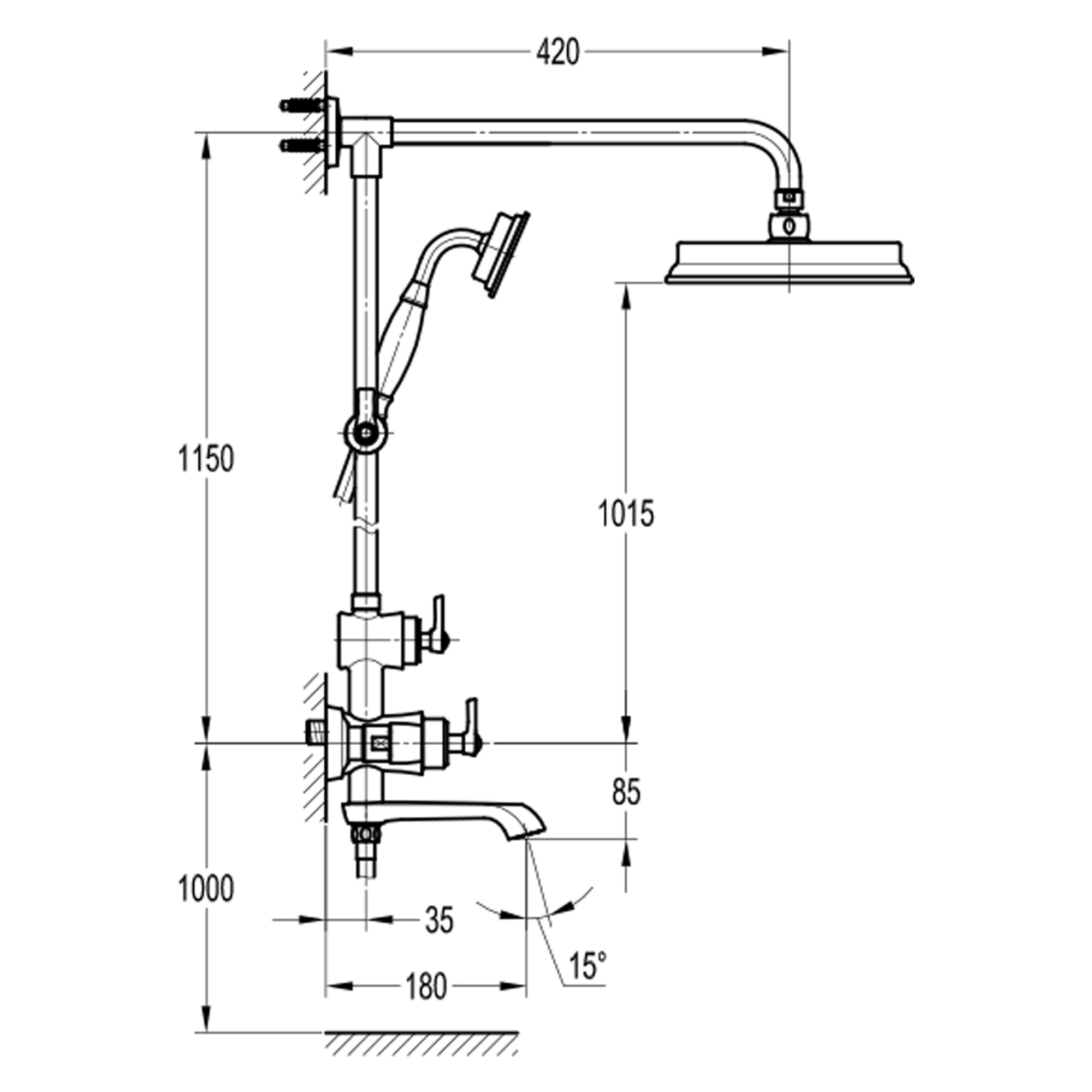 Семейный душ со смесителем для ванны Swedbe Terracotta Art 2571