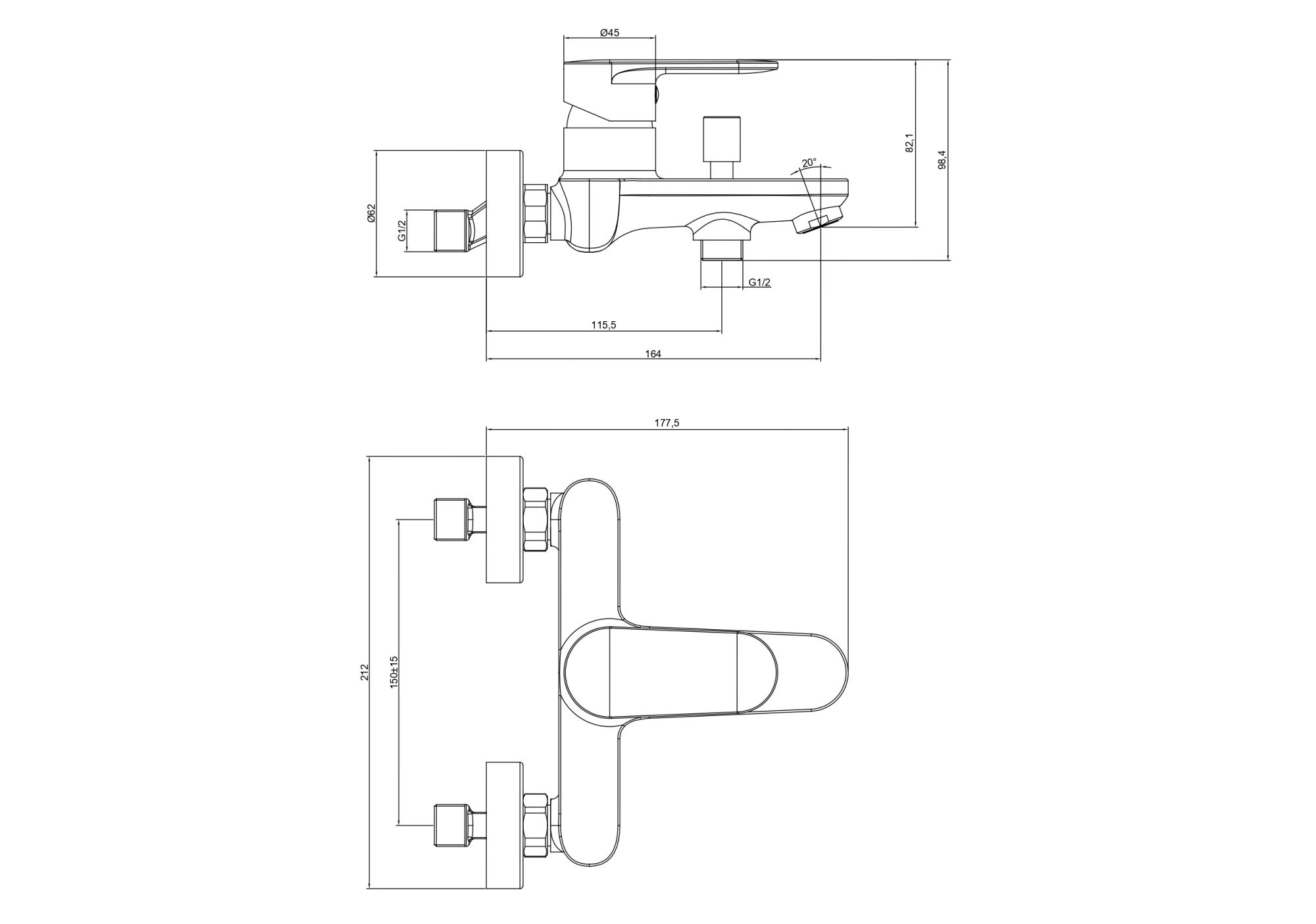 Смеситель Aquatek НИКА  для ванны AQ1840BGM    оружейная сталь