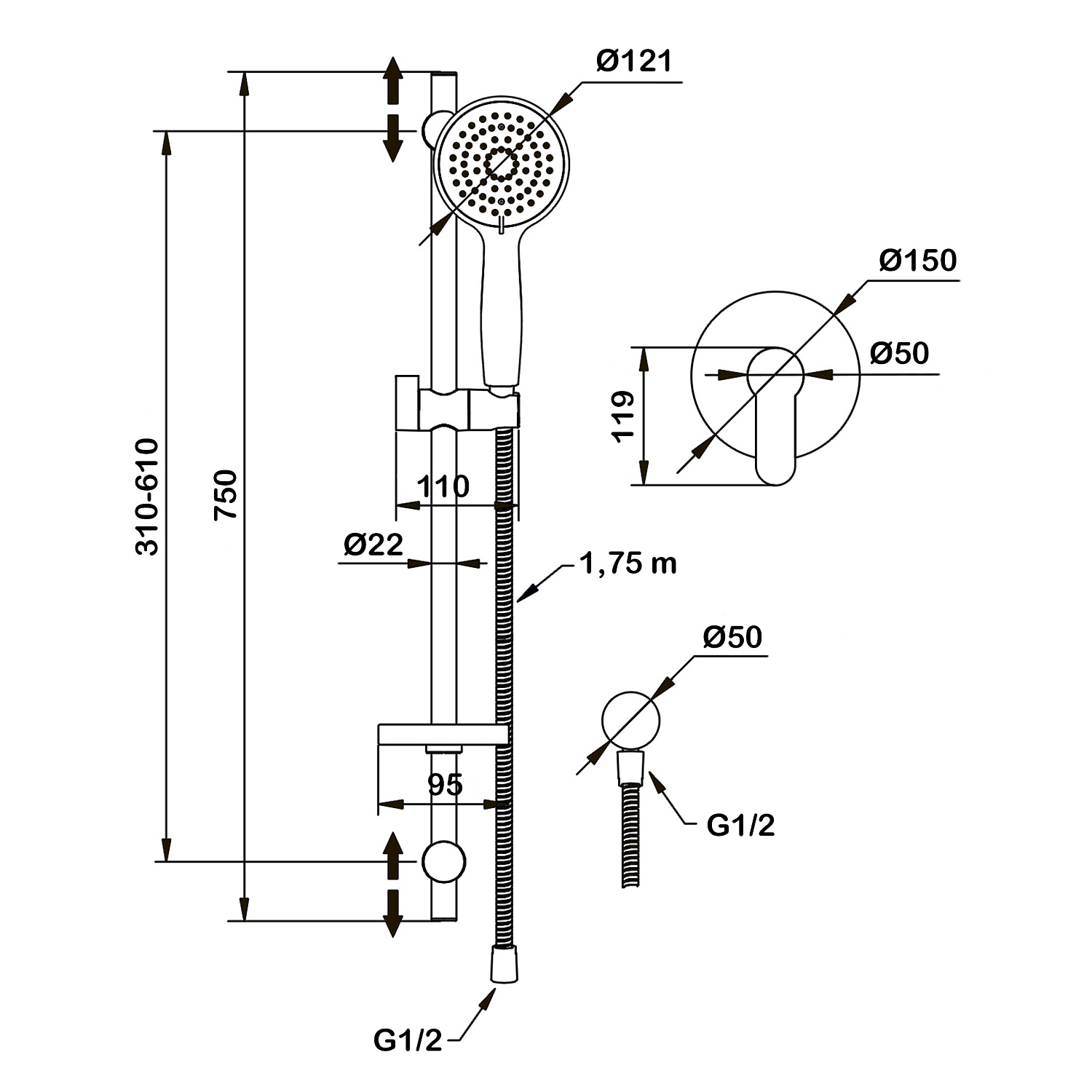 Душевой комплект со встраиваемым смесителем (с монтажным боксом) Swedbe Platta 5528G1