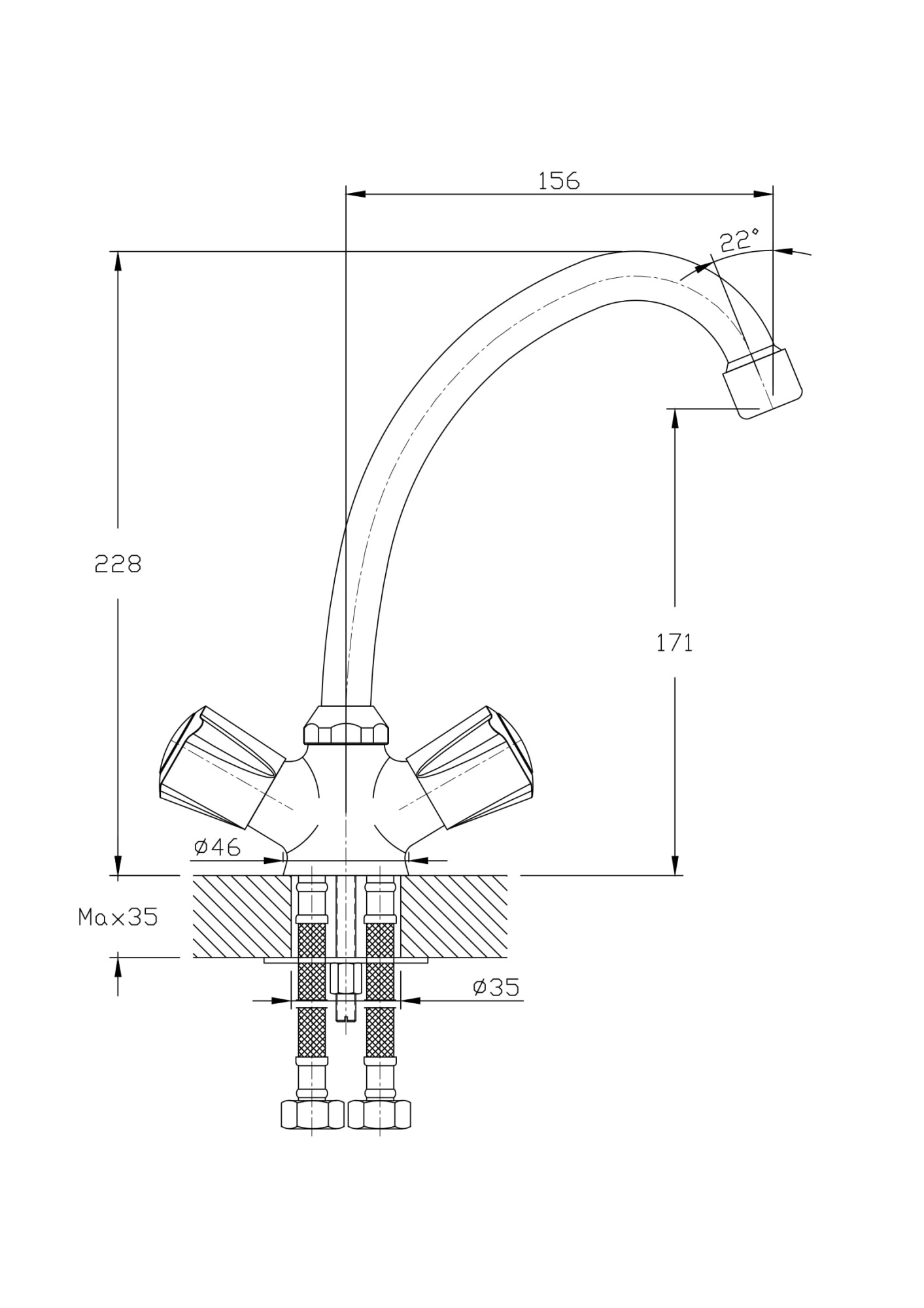 Смеситель для кухонной мойки RUSH Pioneer (PI7950-22)