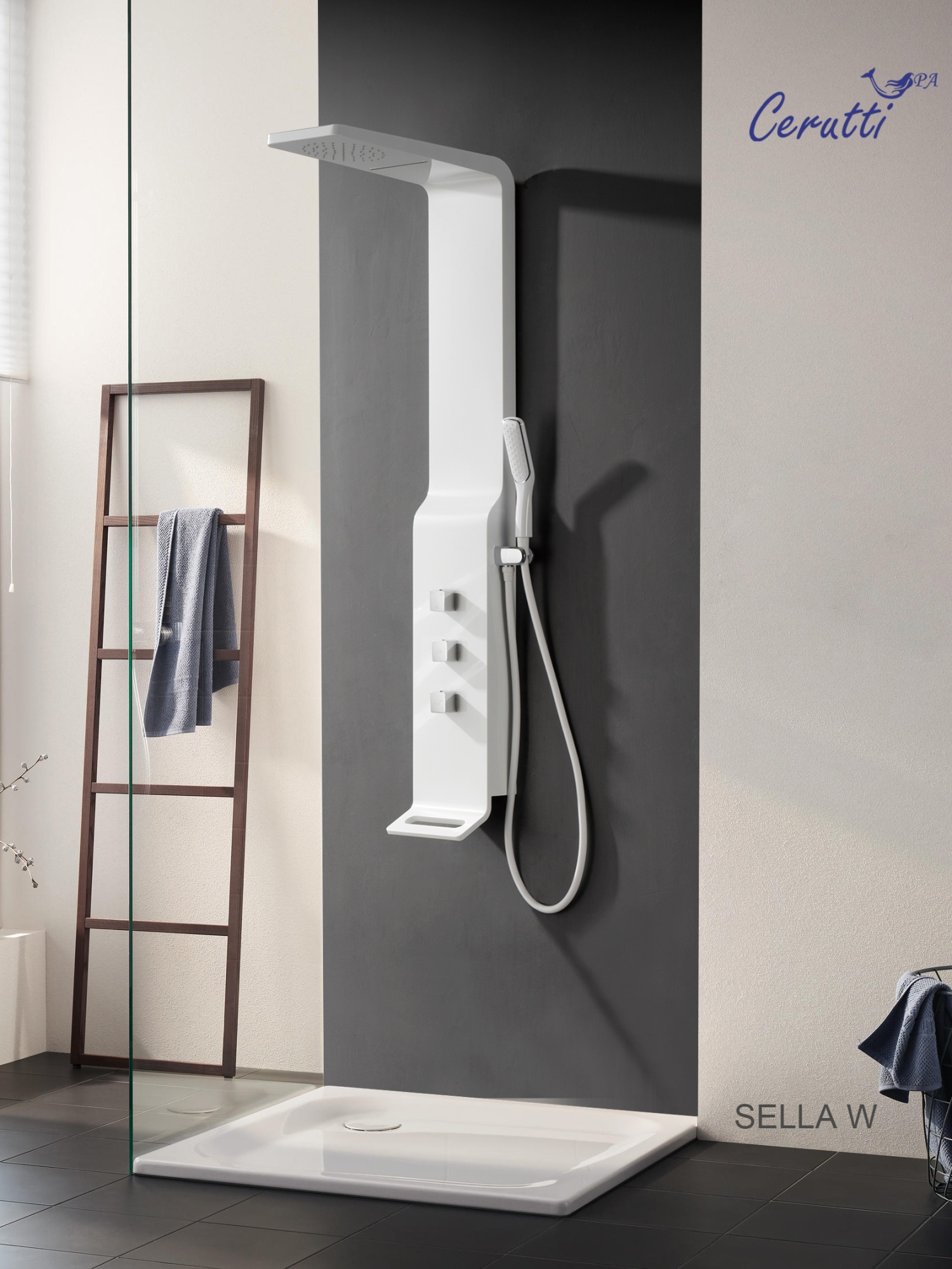 Панель SELLA W душевая из нержавеющей стали Cerutti SPA CT8988, цвет белый