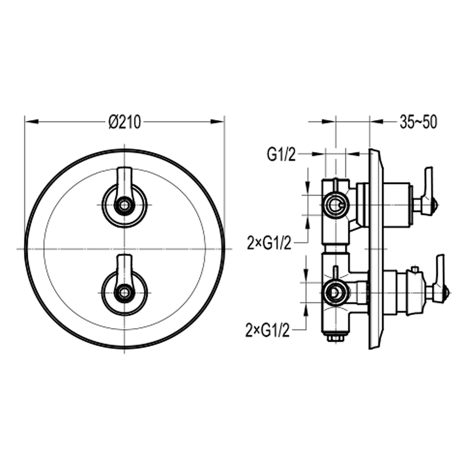 Смеситель термостатический встраиваемый подключение на 3 выхода Swedbe Terracotta Art 2521