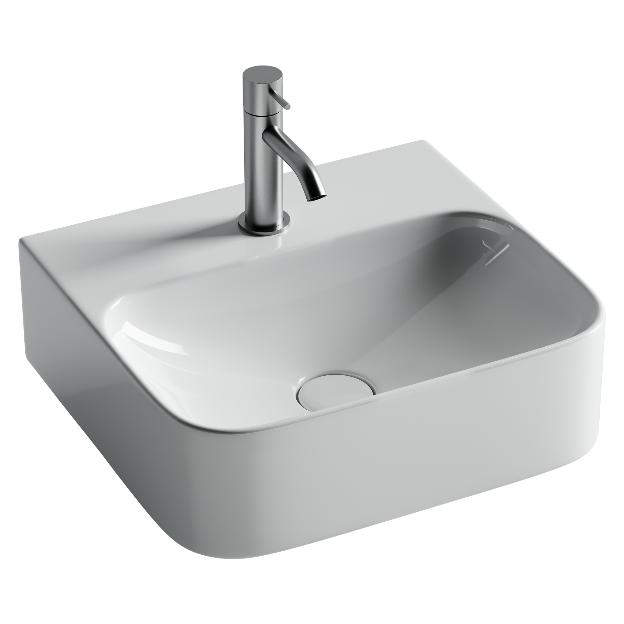 Умывальник AURA с 1 отверстием для смесителя, без перелива 430*390*135мм, CN2005