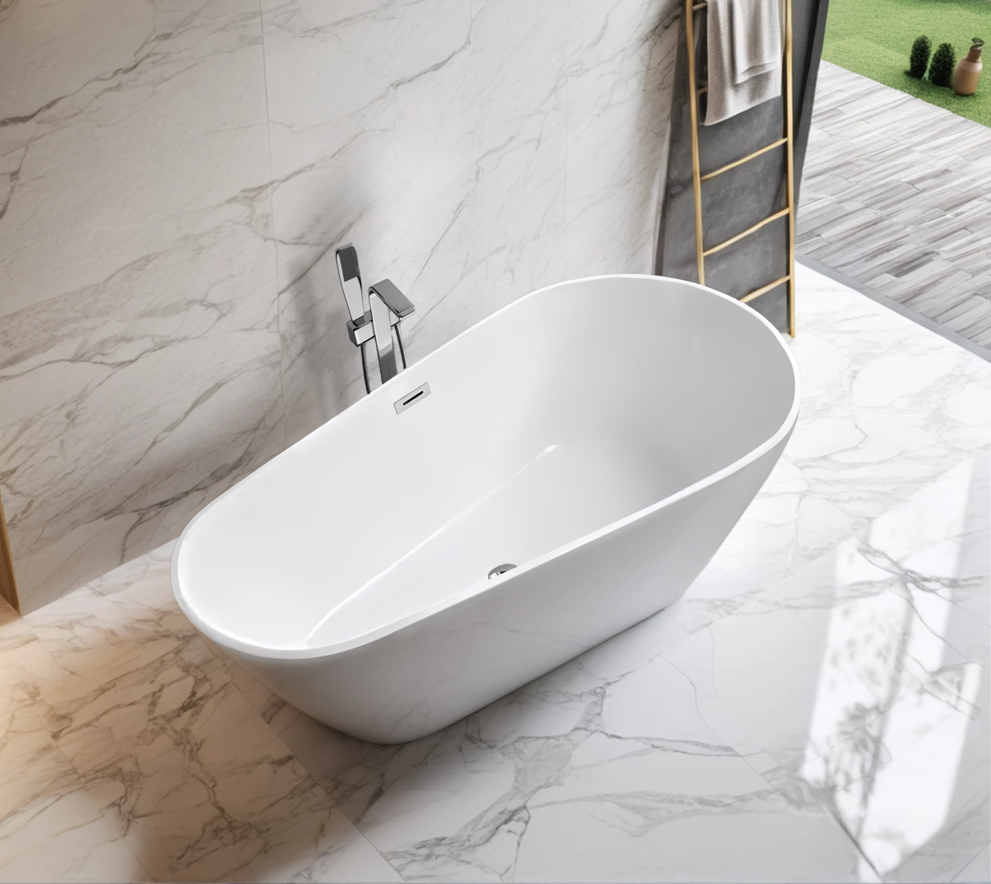 Ванна MIMI170II акриловая (1700x800x600) отдельностоящая, белая, со сливом-переливом Ceruttispa