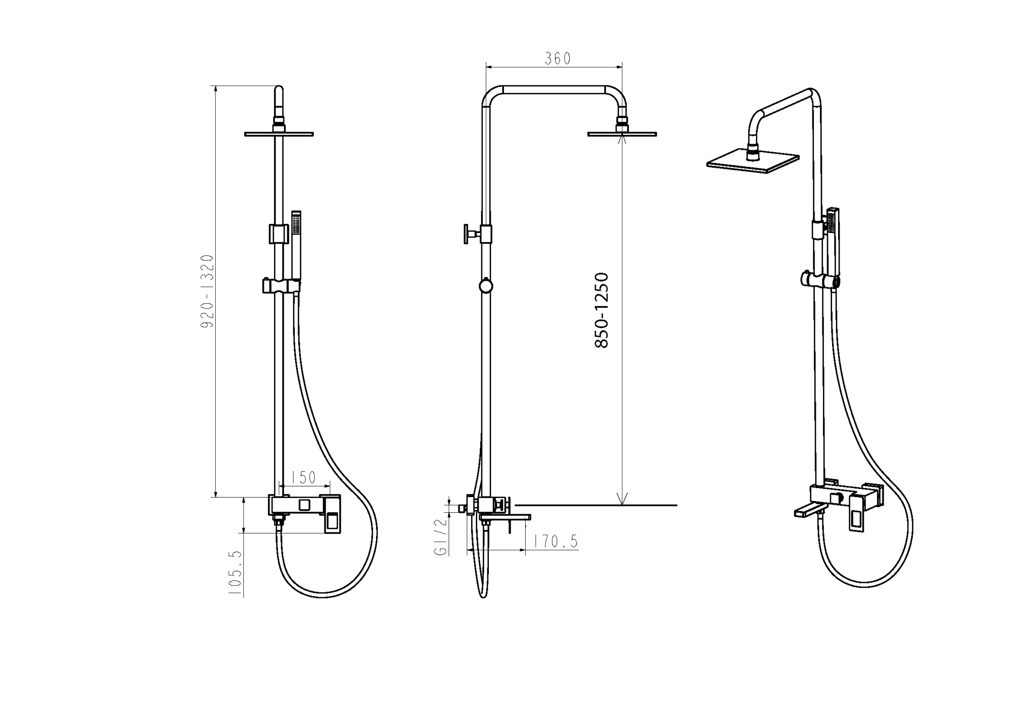 Стойка для душа Q WhiteGold.2_Комплект