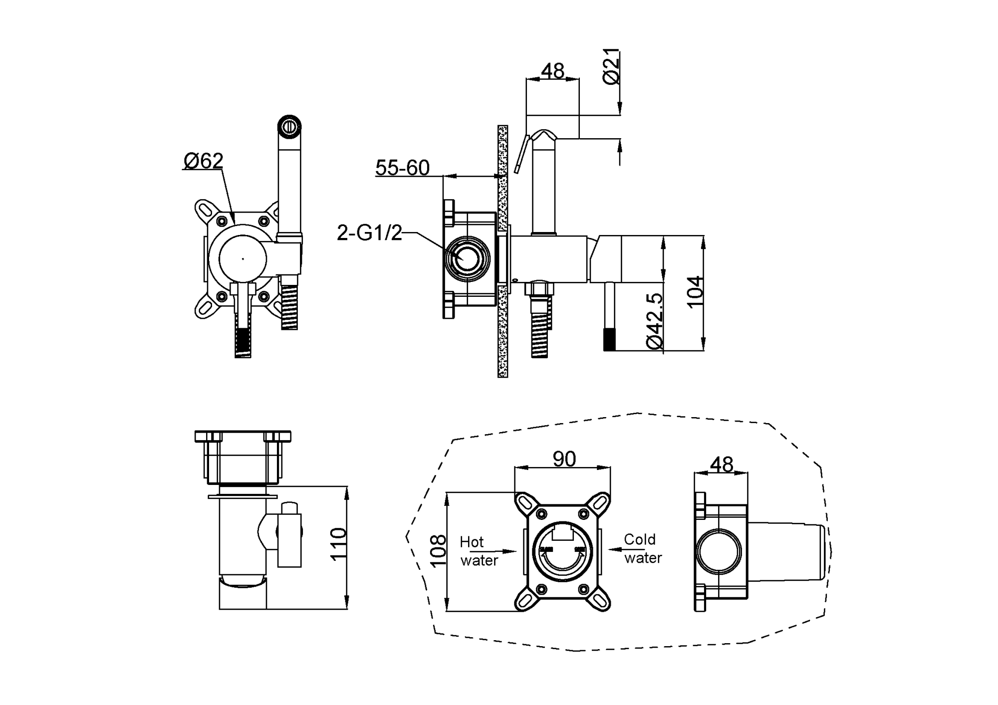 Смеситель гигиенический, Uno. Black