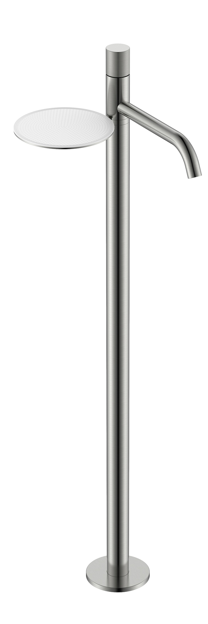 Смеситель STICK напольный для умыв. Nikel Brush с ручкой SPIRALE