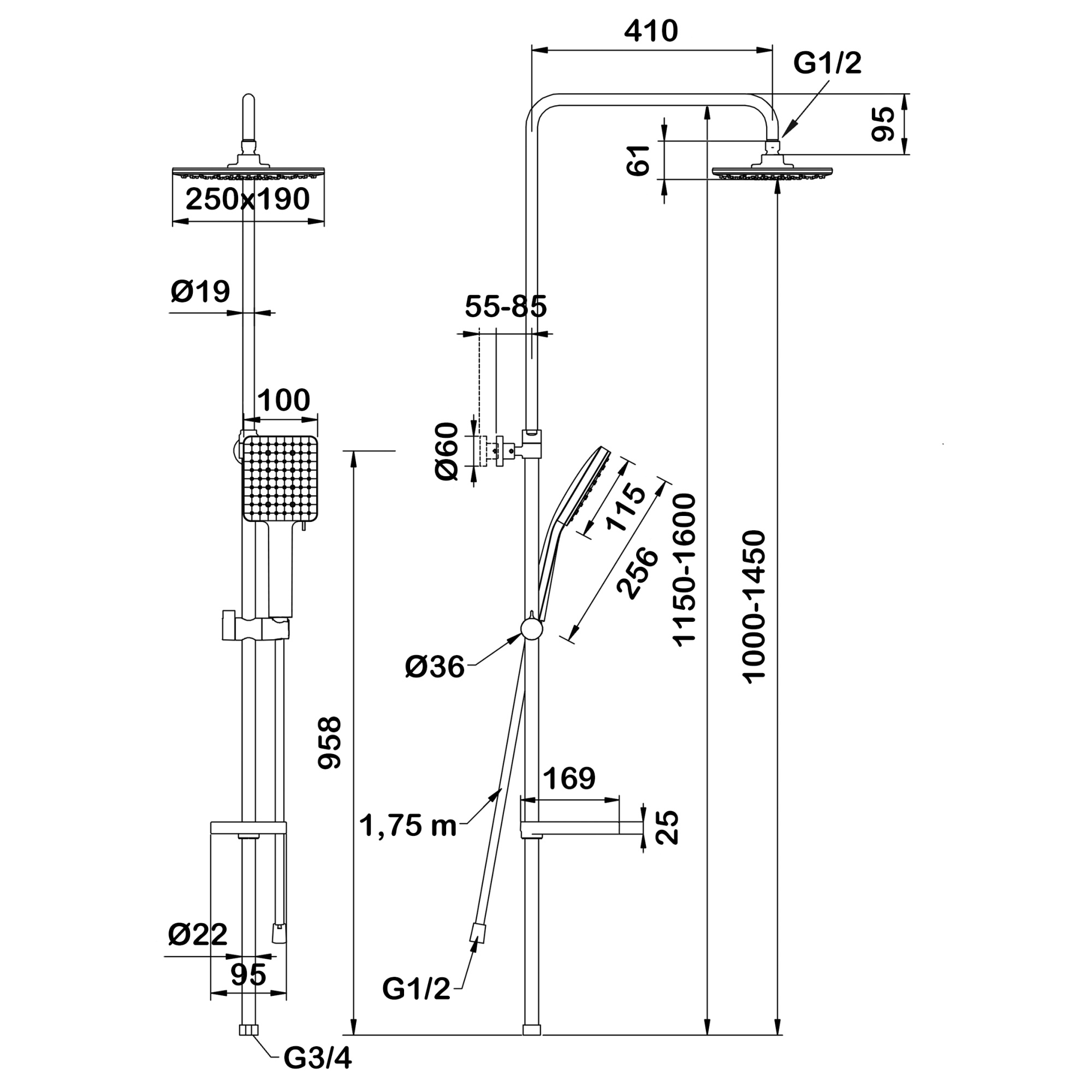 Семейный душ Swedbe Hermes 5105B