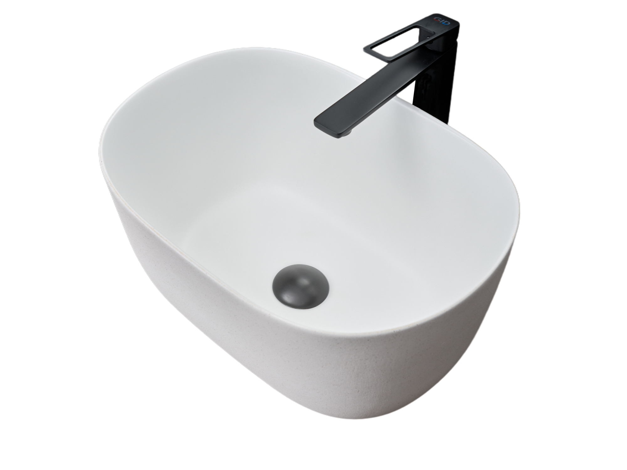 Раковина Gid N9302wg 51220 накладная белая матовая / белая графит 45x32x22