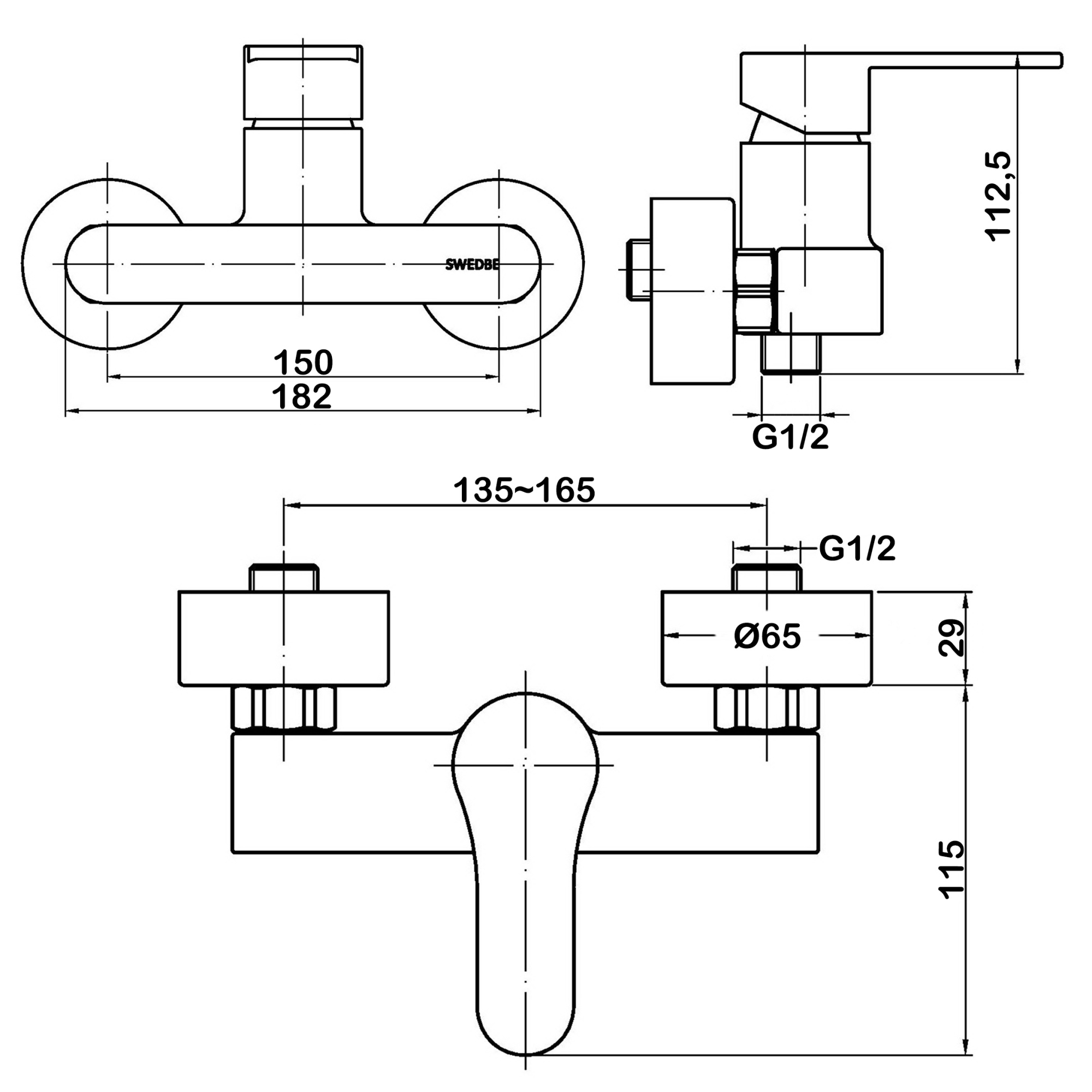 Смеситель Swedbe Neptune 1320 для душа
