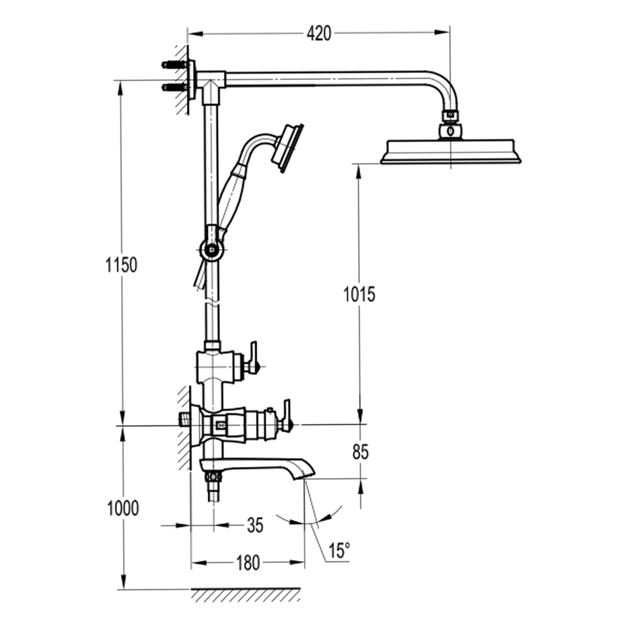 Семейный душ с термостатическим смесителем для ванны Swedbe Terracotta Art 2570