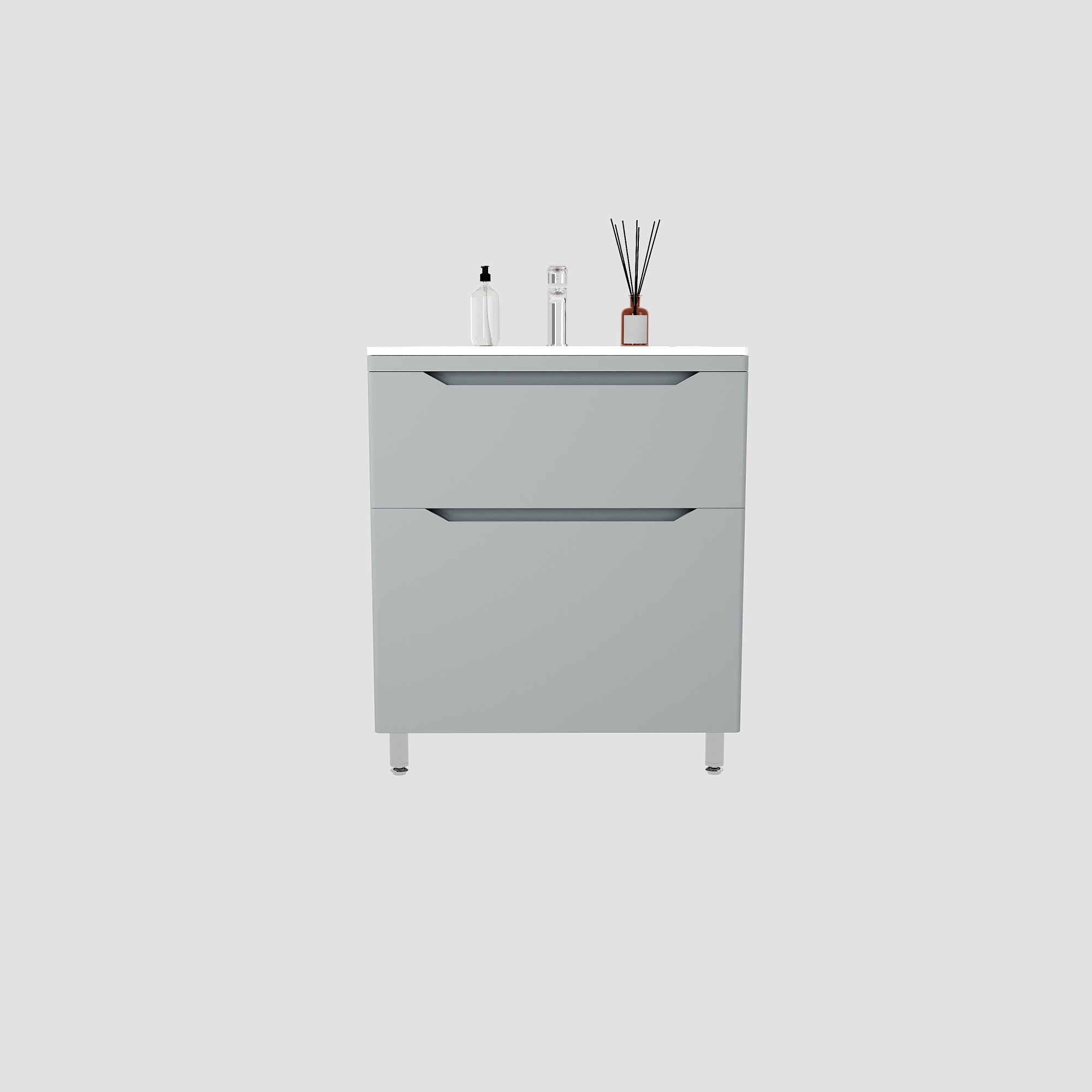 Тумба напольная "Марелла 70" (2 ящ.) Люкс антискрейтч серый, PLUS