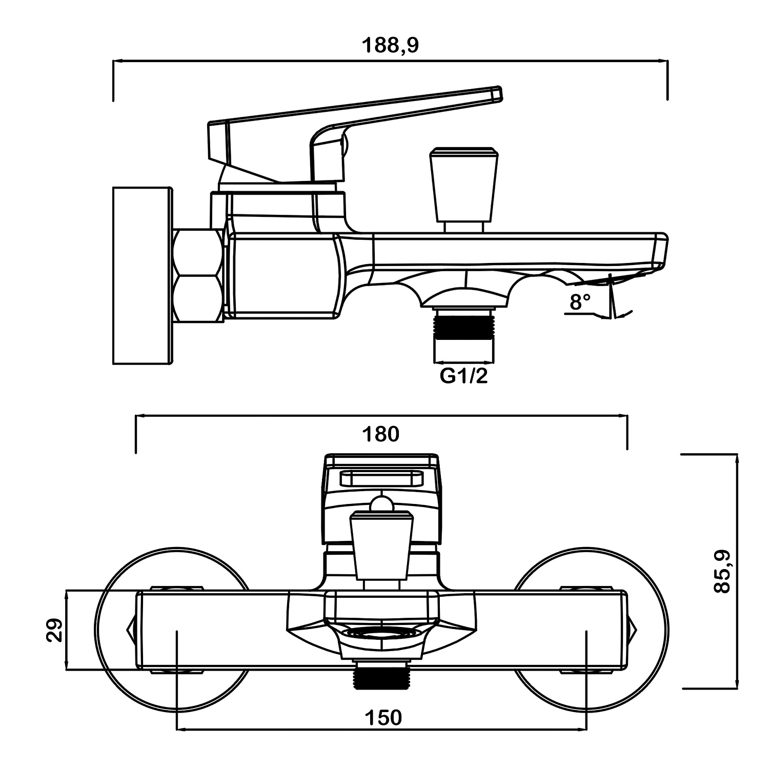 Смеситель для ванны Swedbe Kronos 2030B