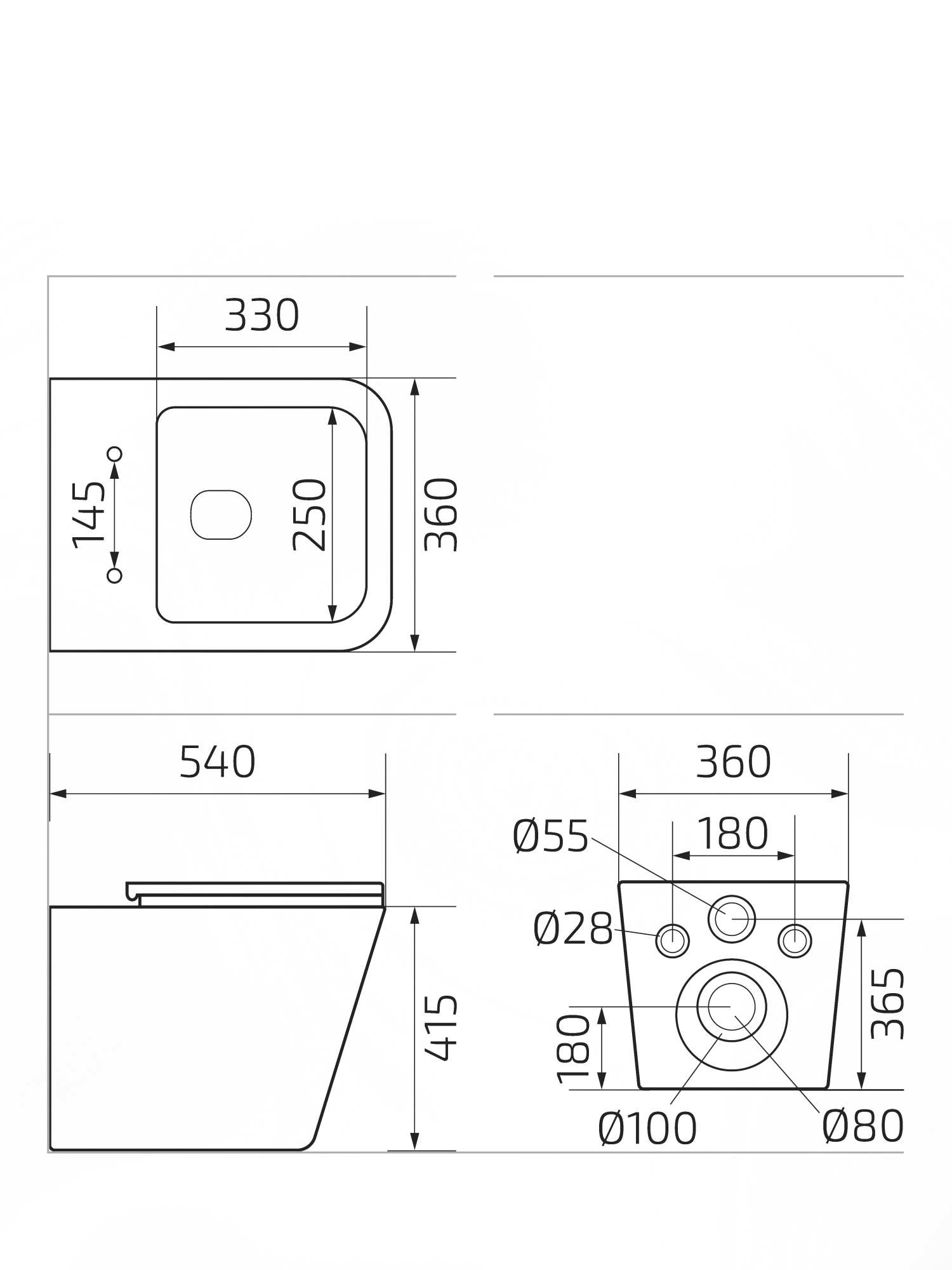 Унитаз приставной Gid TRS-264 62240Y белый 56x34.5x40