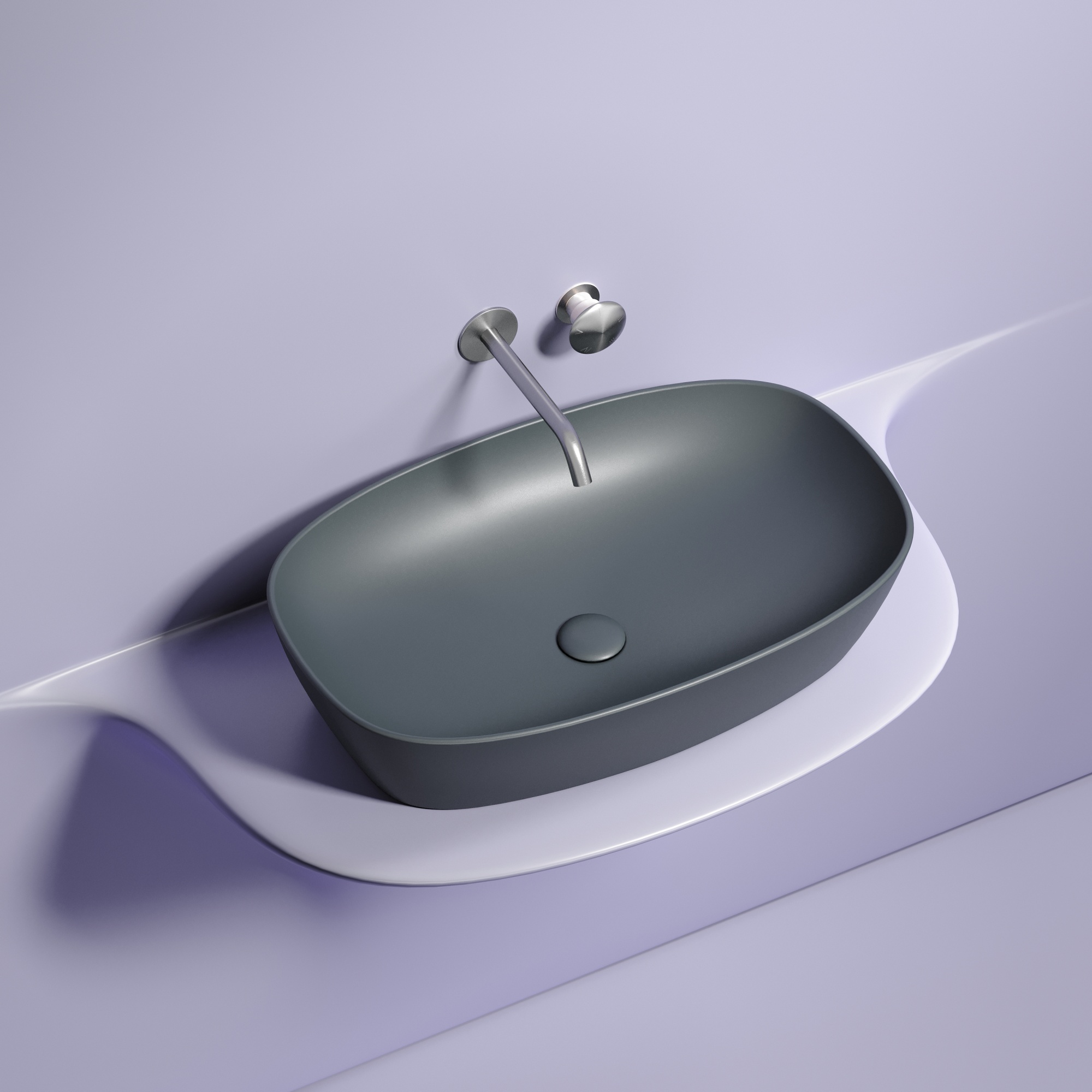 Умывальник чаша накладная овальная (цвет Темный Антрацит Матовый) Element 600*380*138мм, CN6049MDH