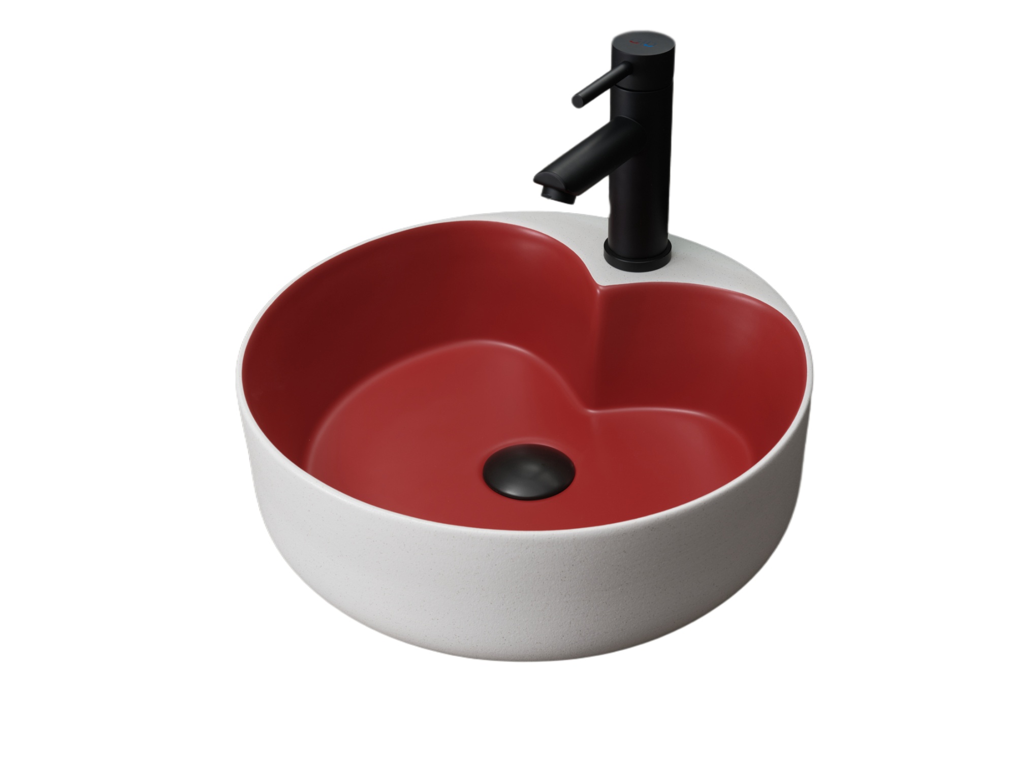 Раковина Gid N9013LS 52237 накладная красная матовая / белый графит 40x40x13