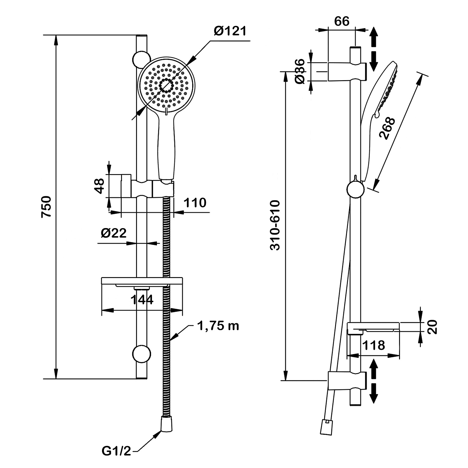Комплект душевой Swedbe Calypso 5011G1