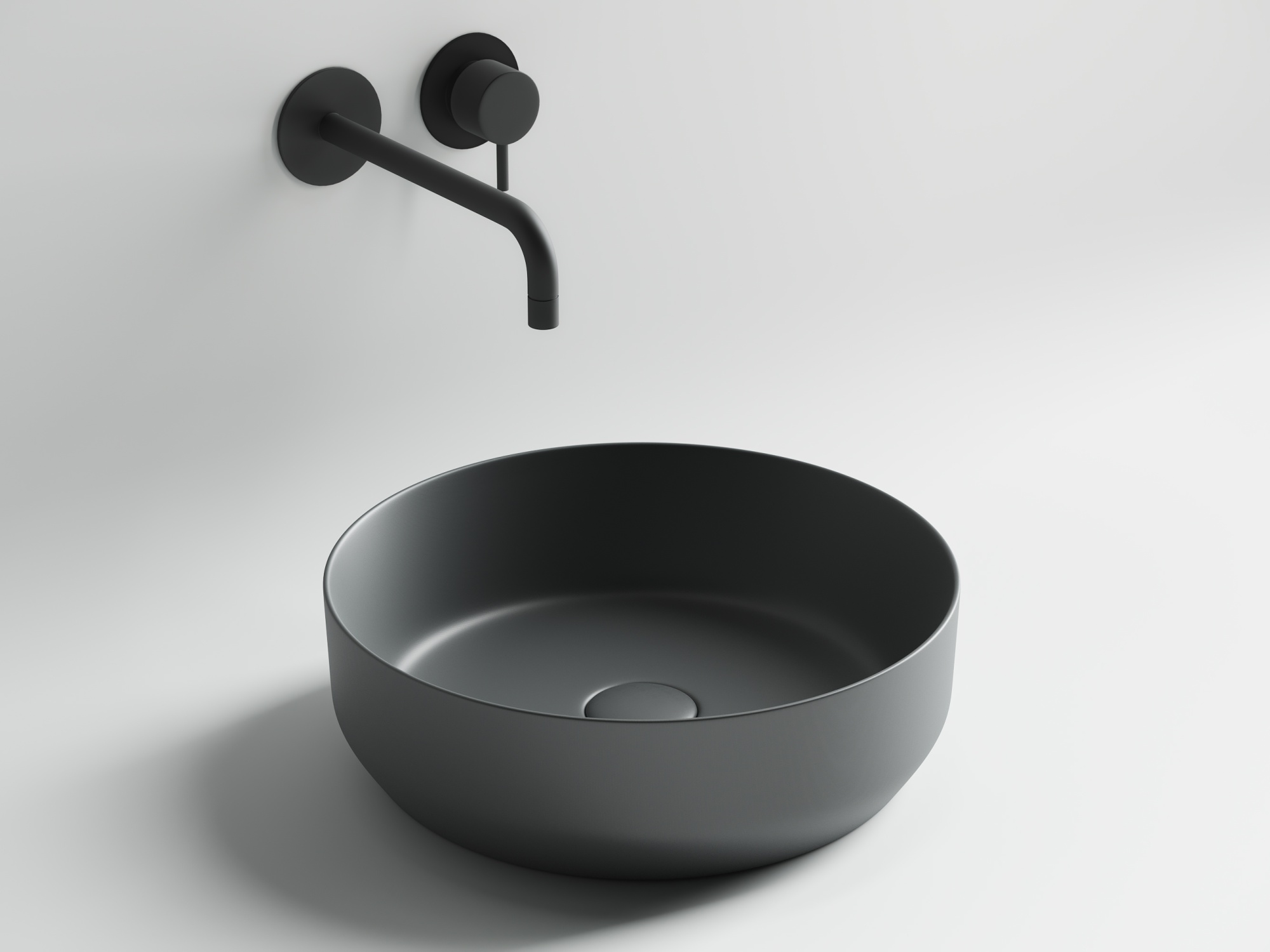 Умывальник чаша накладная круглая (цвет Темный Антрацит Матовый) Element 390*390*120мм, CN6022MDH