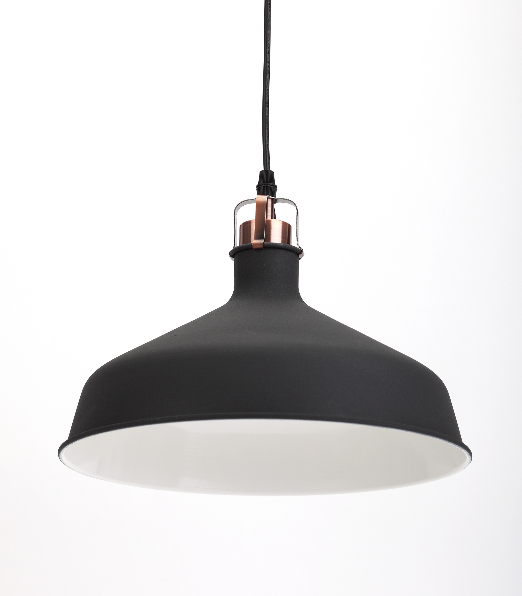 Светильник подвесной декоративный PL2 BK/RC E27 max 60W, d300 мм, шагрень черный/медь