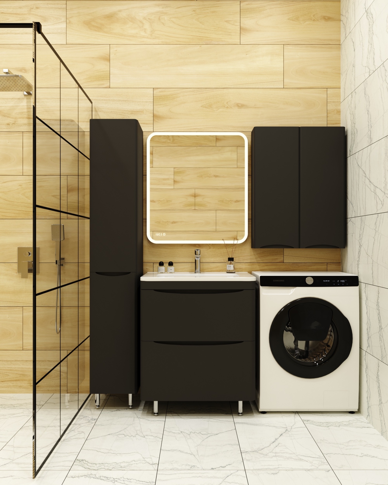 Тумба напольная "Бергамо мини 70" (2 ящ.) Люкс антискрейтч черный, PLUS