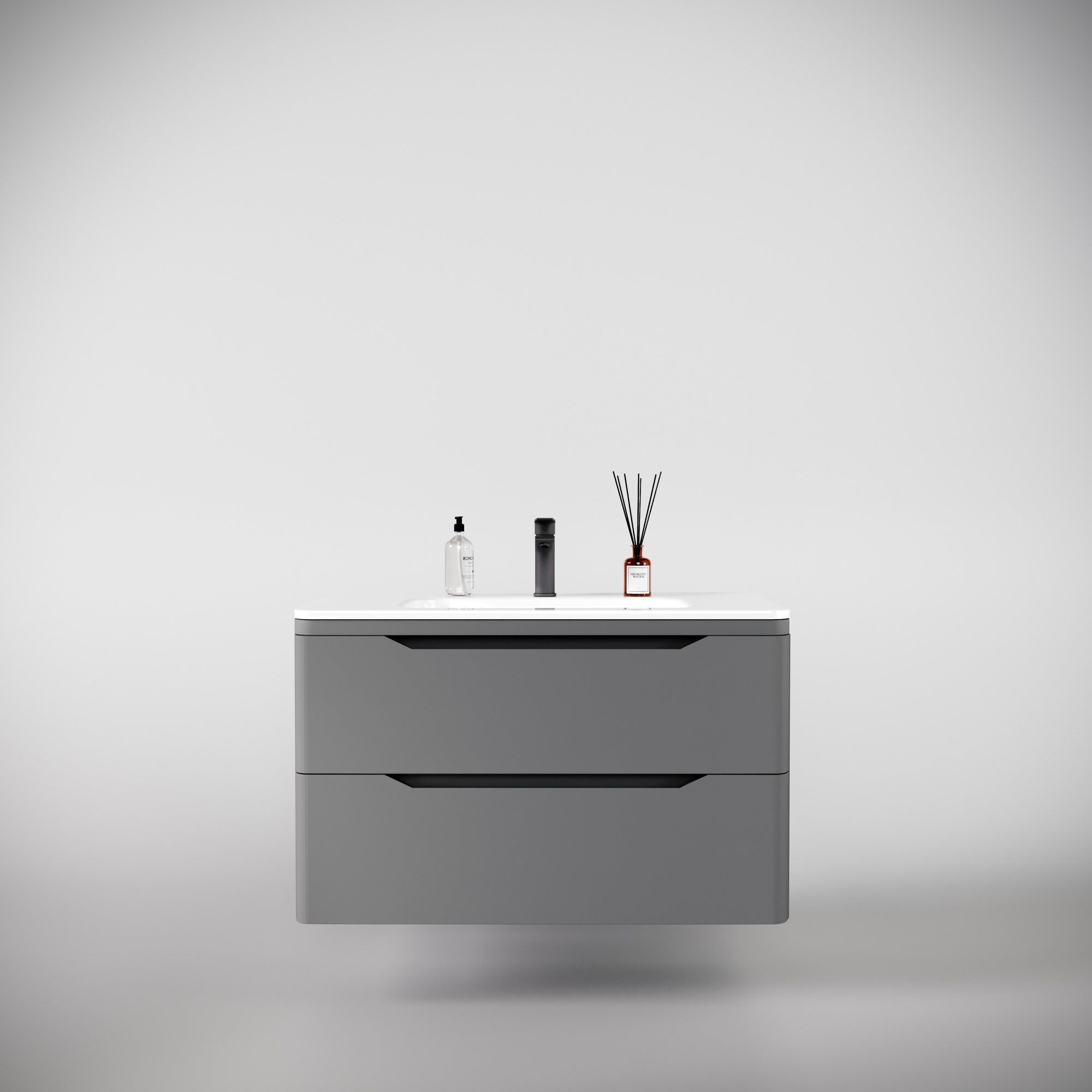 Тумба подвесная "Марелла 90" (2 ящ.) Люкс антискрейтч серый, PLUS