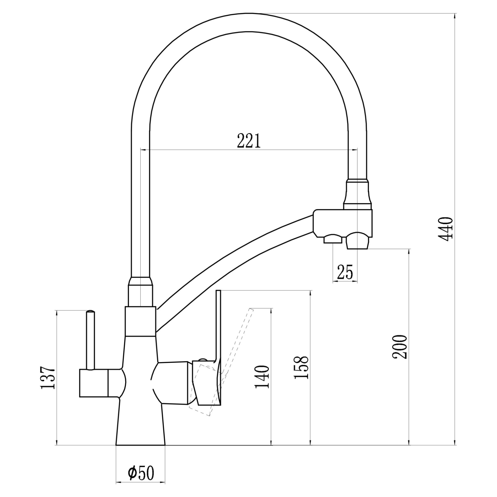 Смеситель для кухни с подключением к фильтру Savol S-L1805L-12, сатин