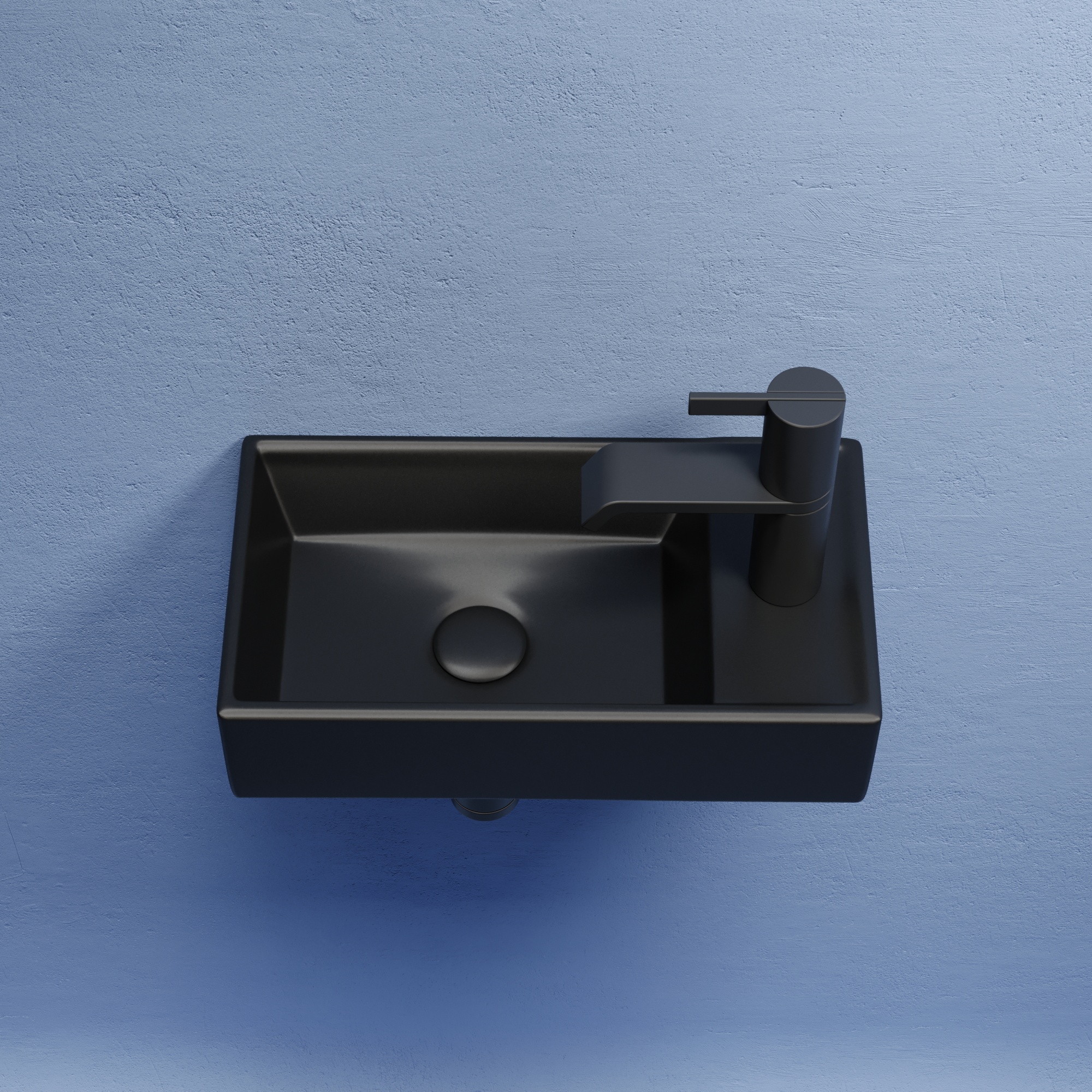 Умывальник подвесной прямоугольный (чаша слева, отверстие под смеситель справа) цвет черный матовый Element 407*217*100, CN6051LMB