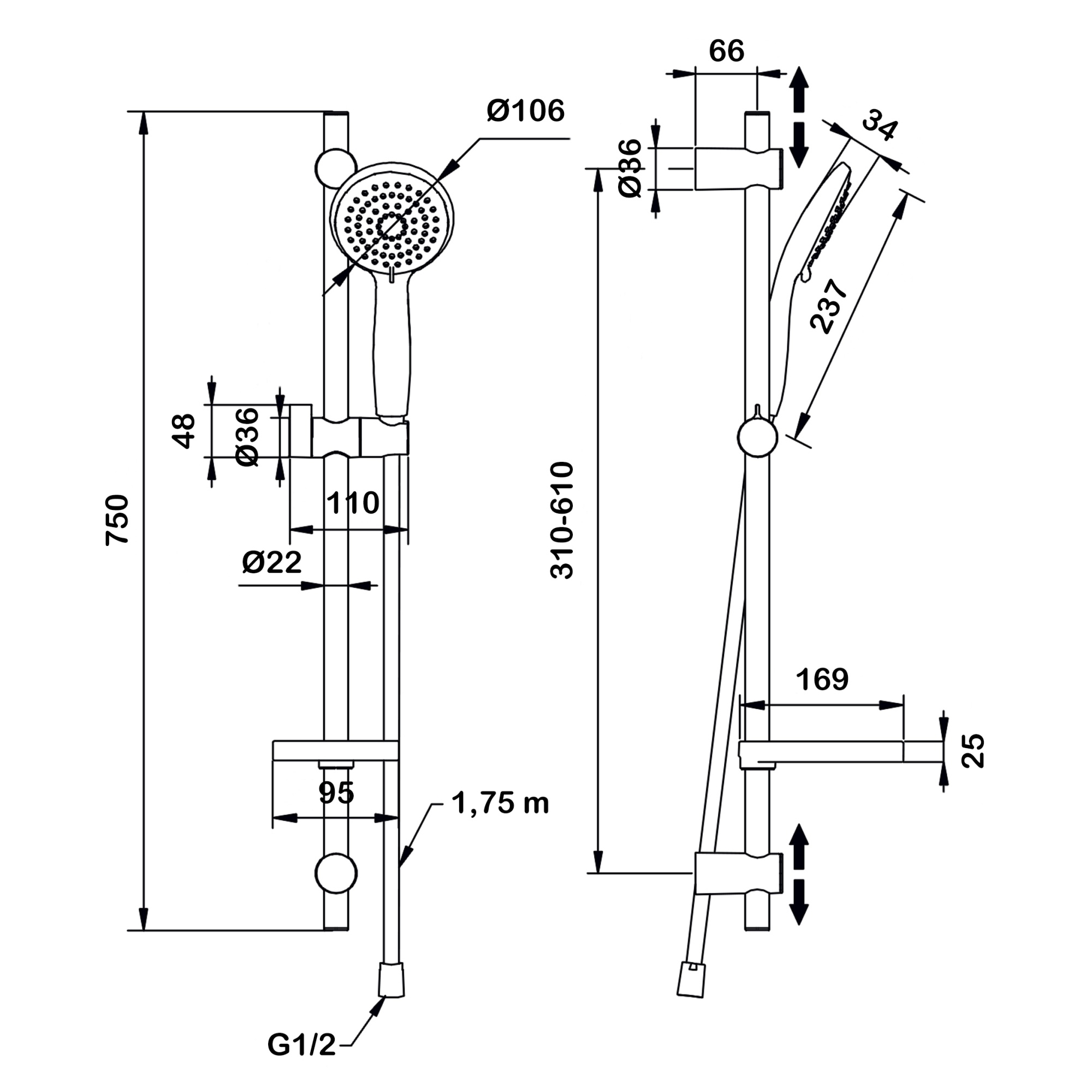 Душевой комплект Swedbe Hermes 5106B