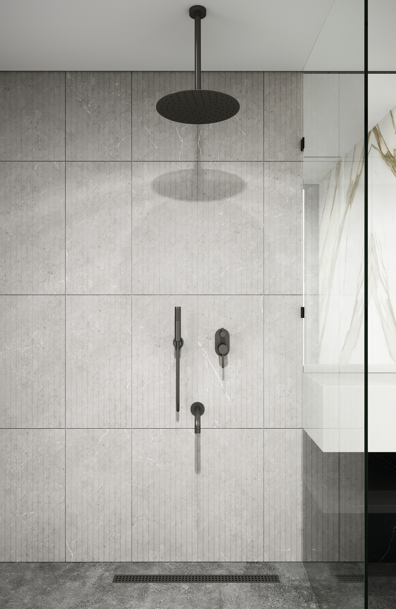 Держатель верхнего душа потолочный UNO Shine Gun Metal