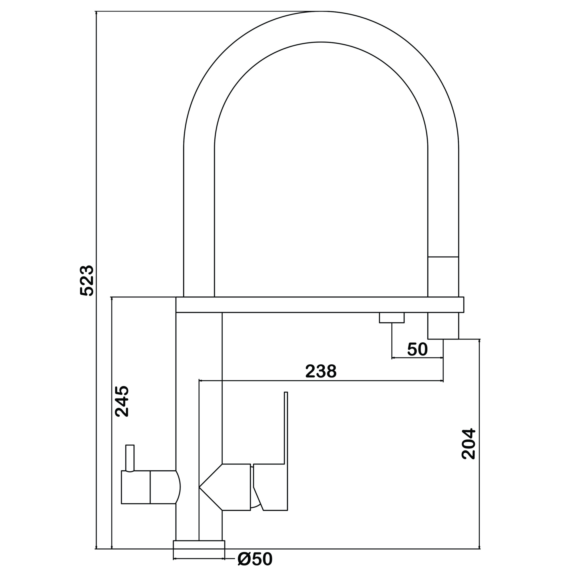 Смеситель для кухни с каналом для подключения фильтра с гибким изливом Swedbe Selene Plus 8440