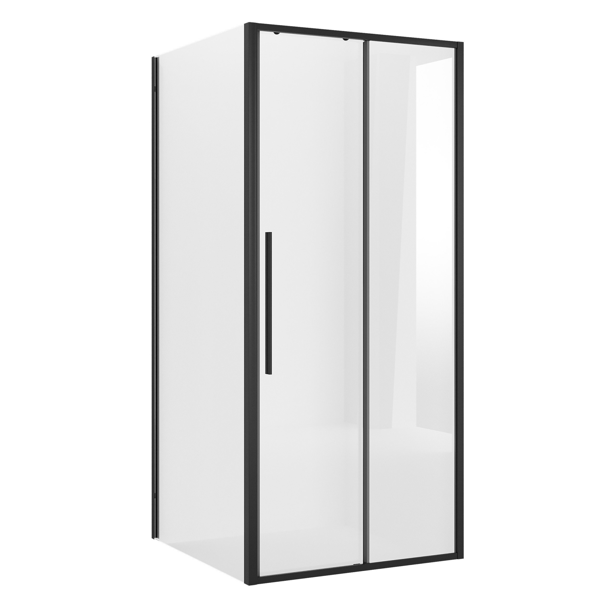 Душевое ограждение NG-84-9AB-A90B-34 (90*90*195) квадрат,раздвижн.,черный матовый,стекло прозрачн.