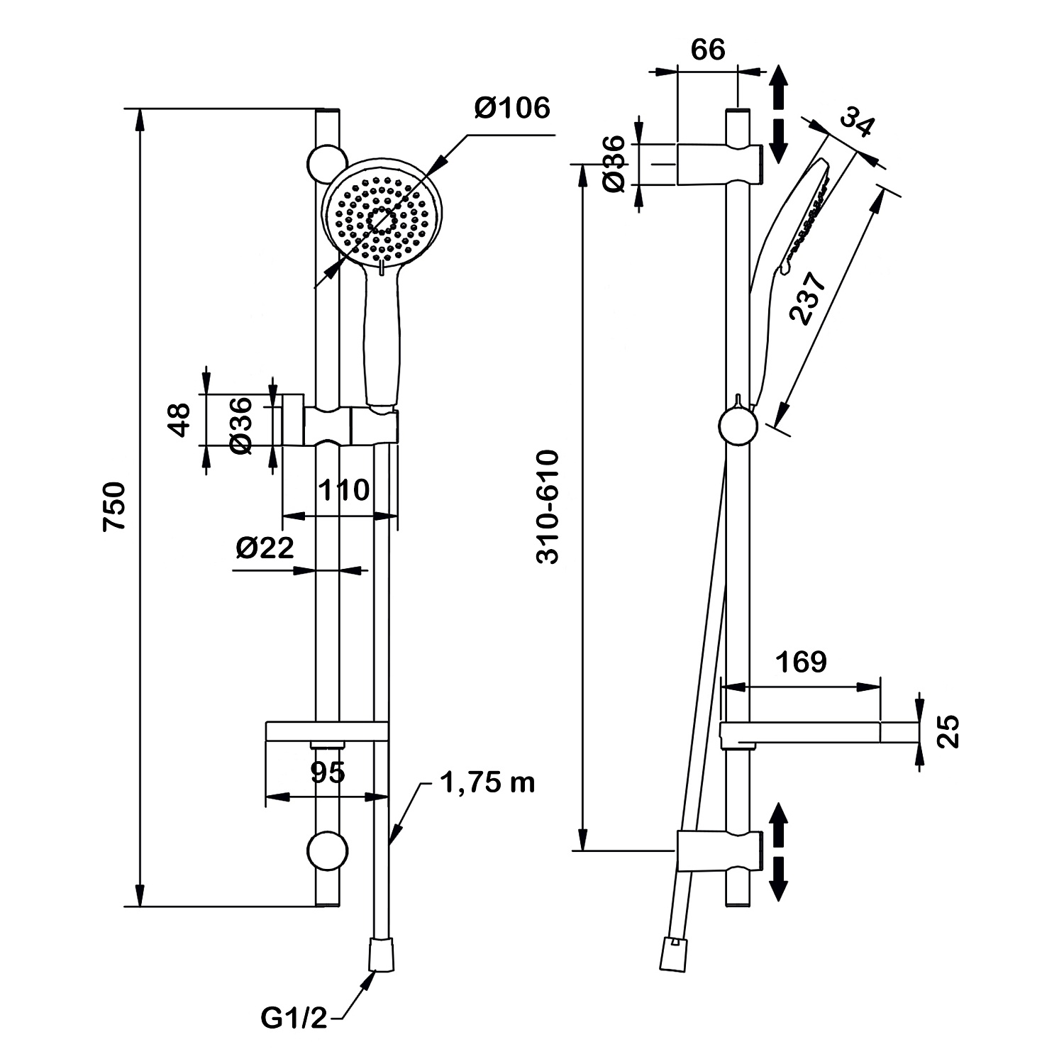 Душевой комплект Swedbe Hermes 5106B