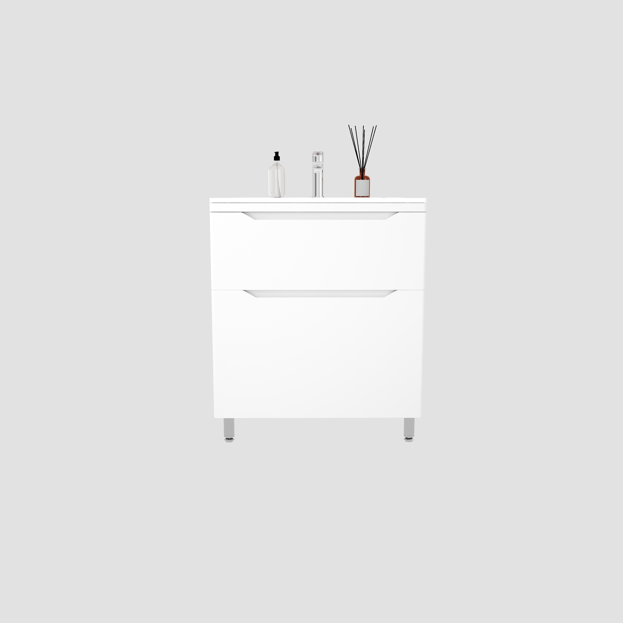 Тумба напольная "Марелла 70" (2 ящ.) Люкс антискрейтч белый матовый, PLUS