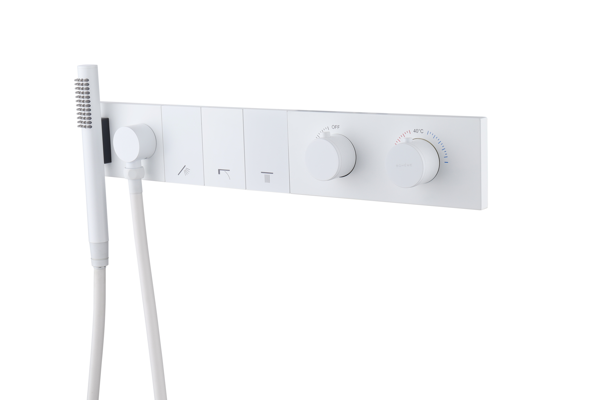 Смеситель ZODIAC THERMO с ручным душем MATT WHITE