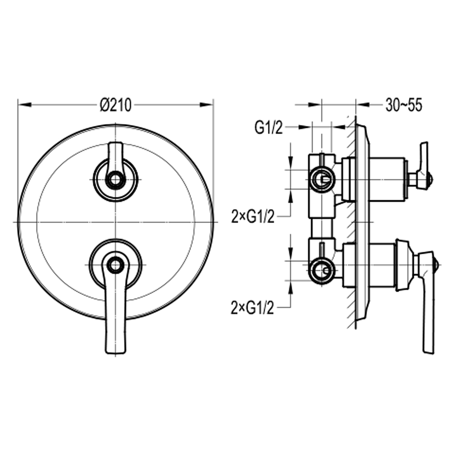 Смеситель встраиваемый подключение на 3 выхода Swedbe Terracotta Art 2518