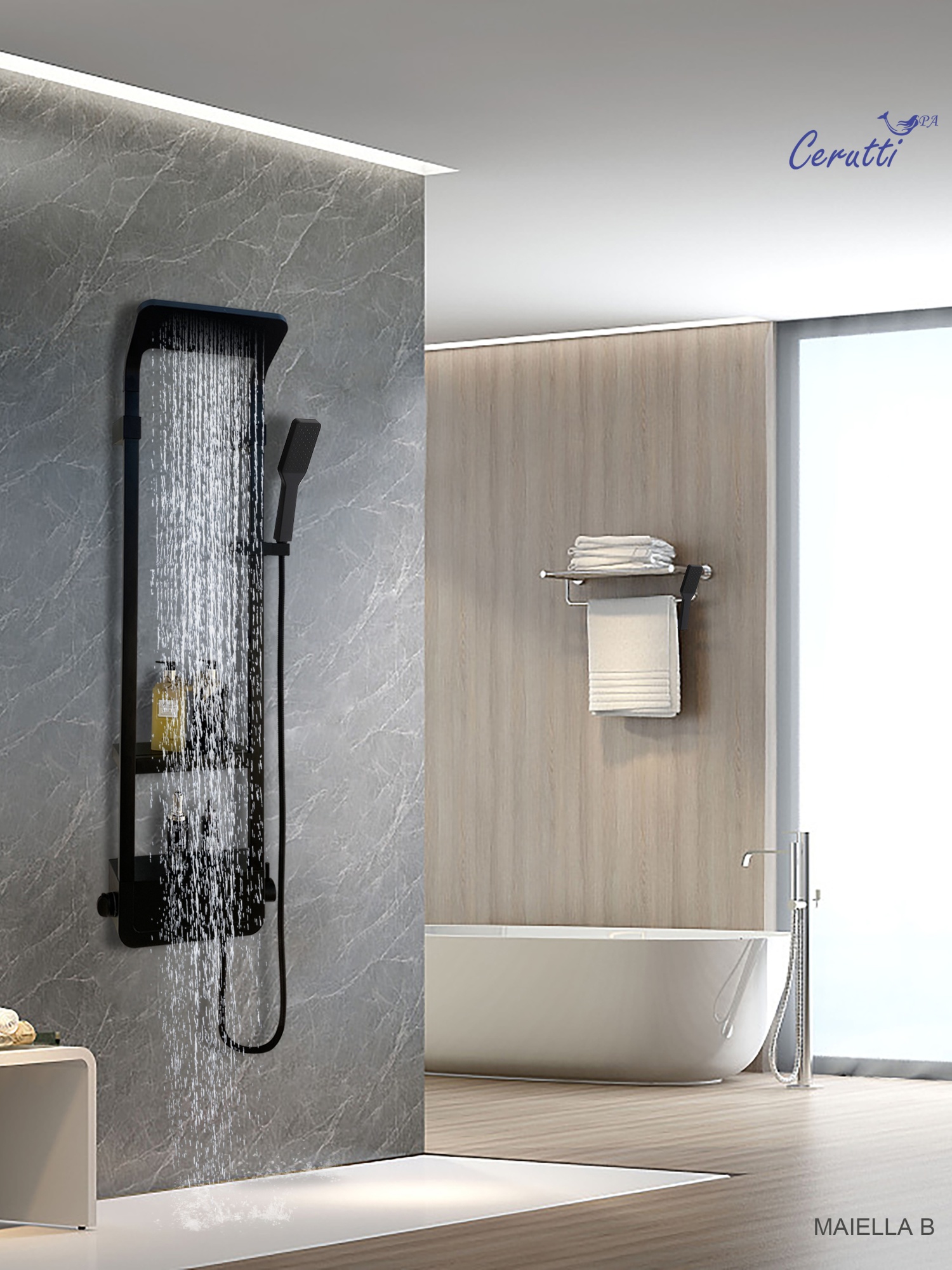 Панель MAIELLA B душевая из нержавеющей стали Cerutti SPA CT8985, цвет черный