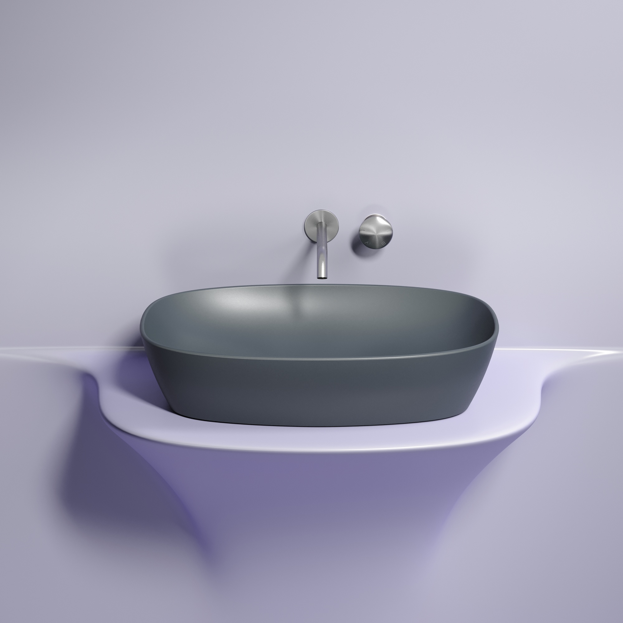 Умывальник чаша накладная овальная (цвет Темный Антрацит Матовый) Element 600*380*138мм, CN6049MDH