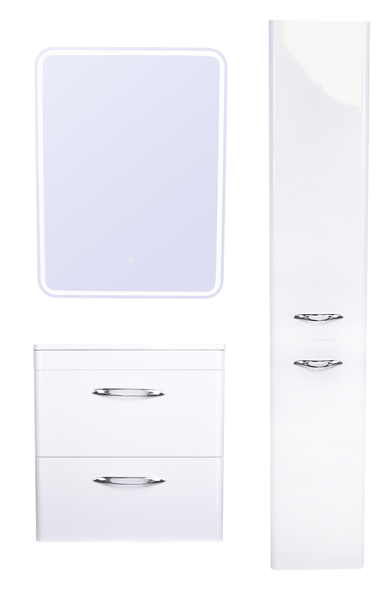 Тумба подвесная "Каре 60" (2 ящ.) Люкс белая, PLUS