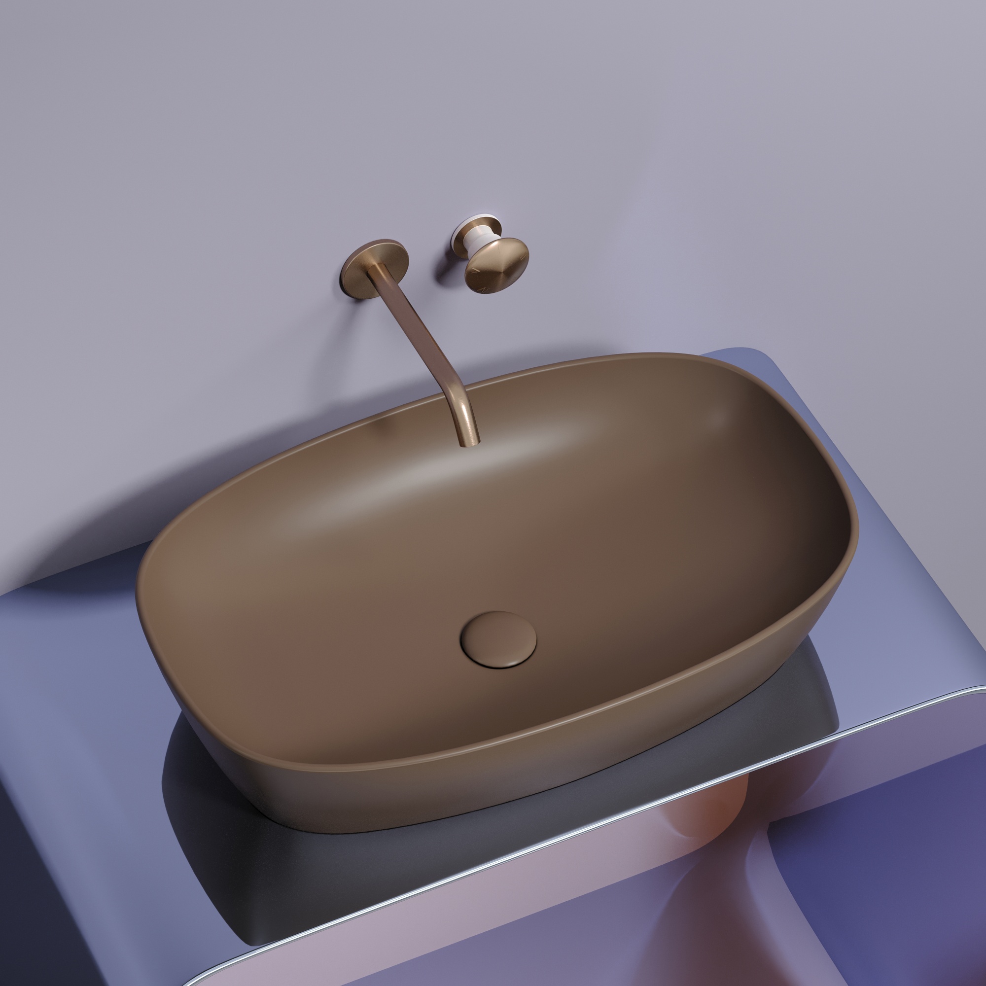 Умывальник чаша накладная овальная (цвет Темно-Коричневый Матовый) 600*380*138мм, CN6049MDB