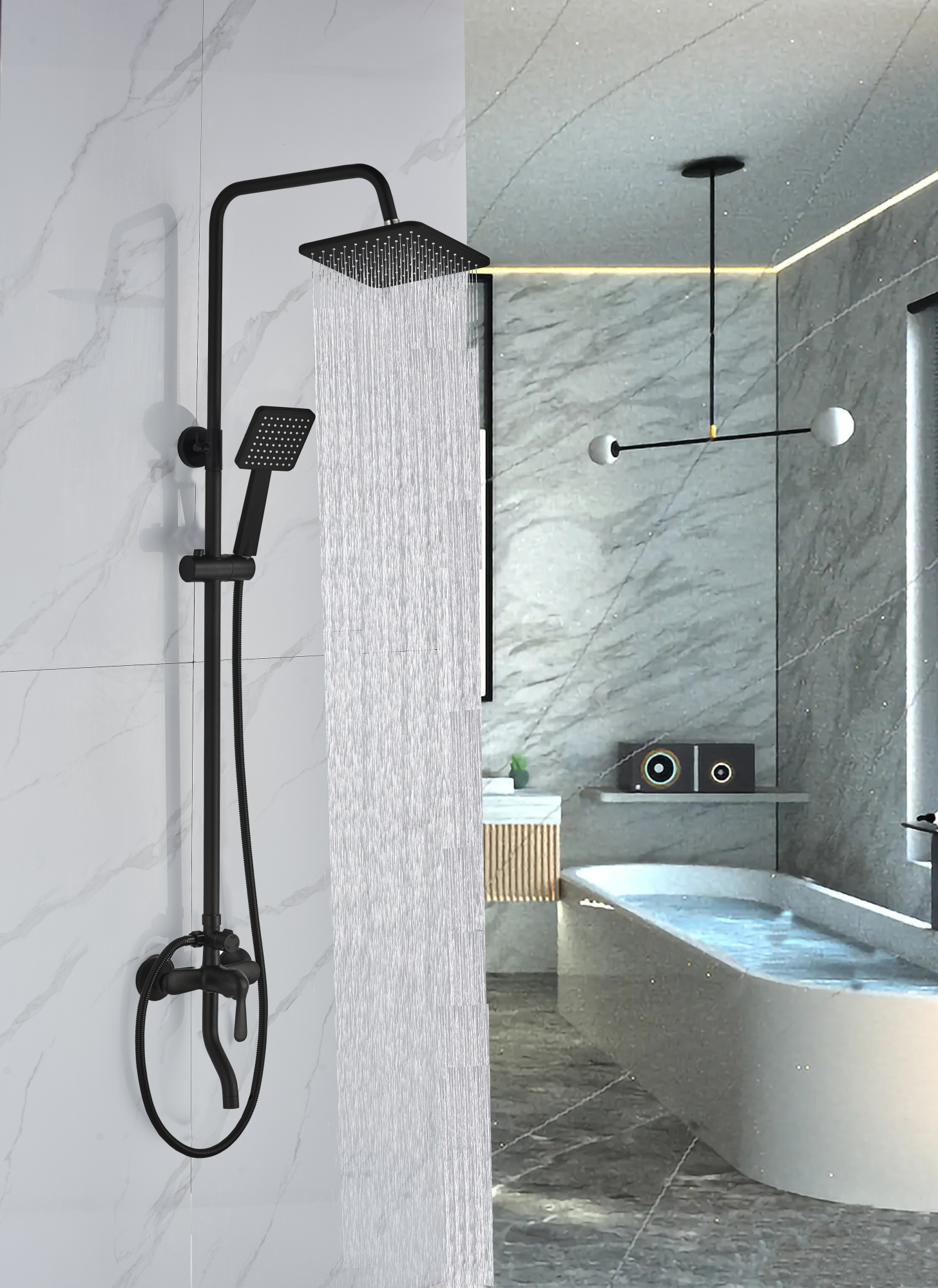 Стойка ECO Quadro Black душевая BOCH MANN BM8427