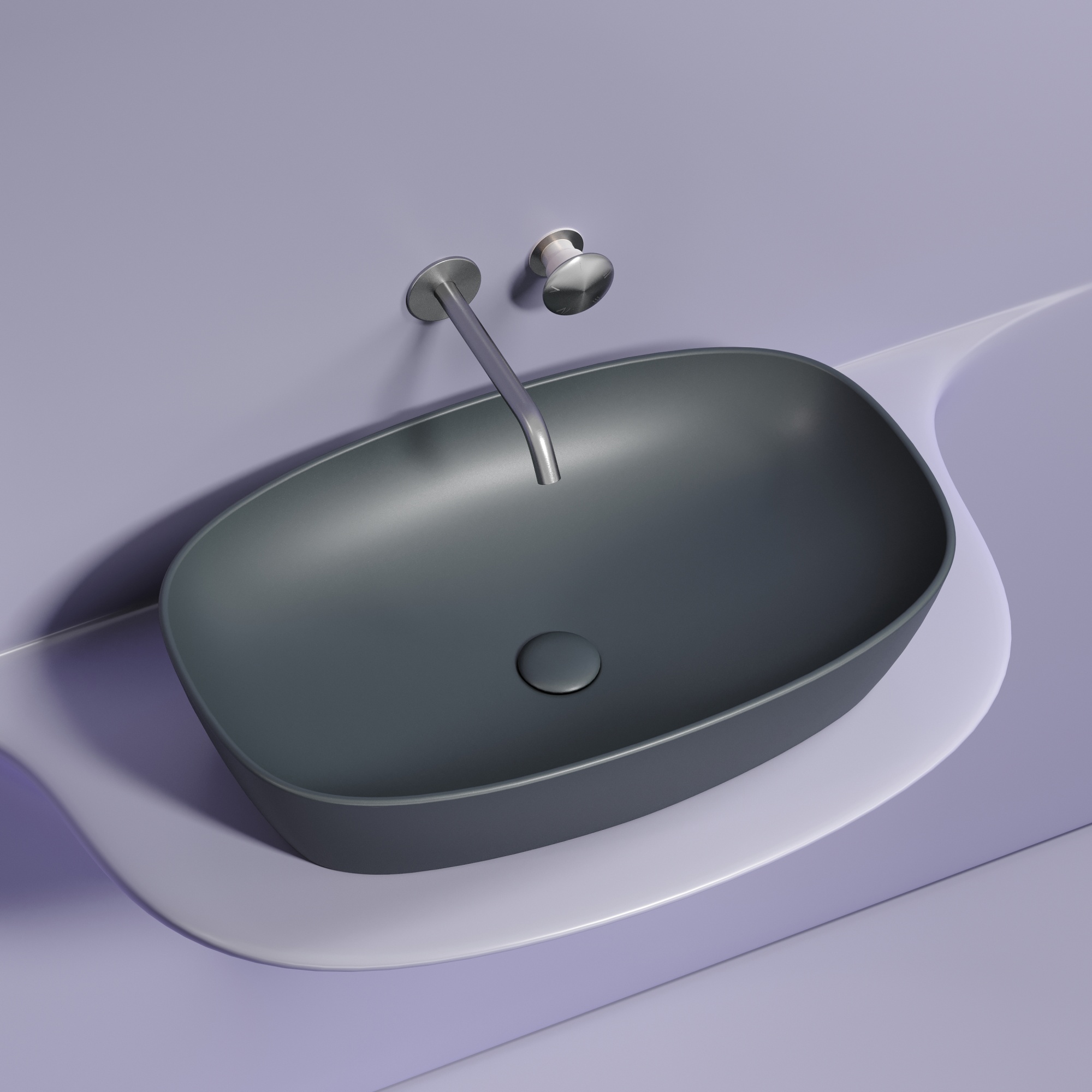 Умывальник чаша накладная овальная (цвет Темный Антрацит Матовый) Element 600*380*138мм, CN6049MDH