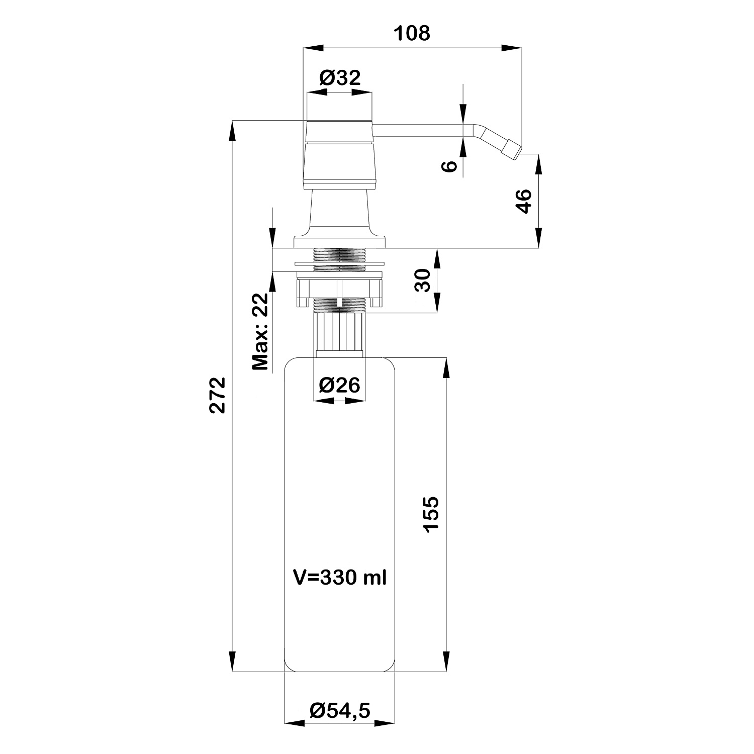 Встраиваемый дозатор для мыла Swedbe Selene 0100