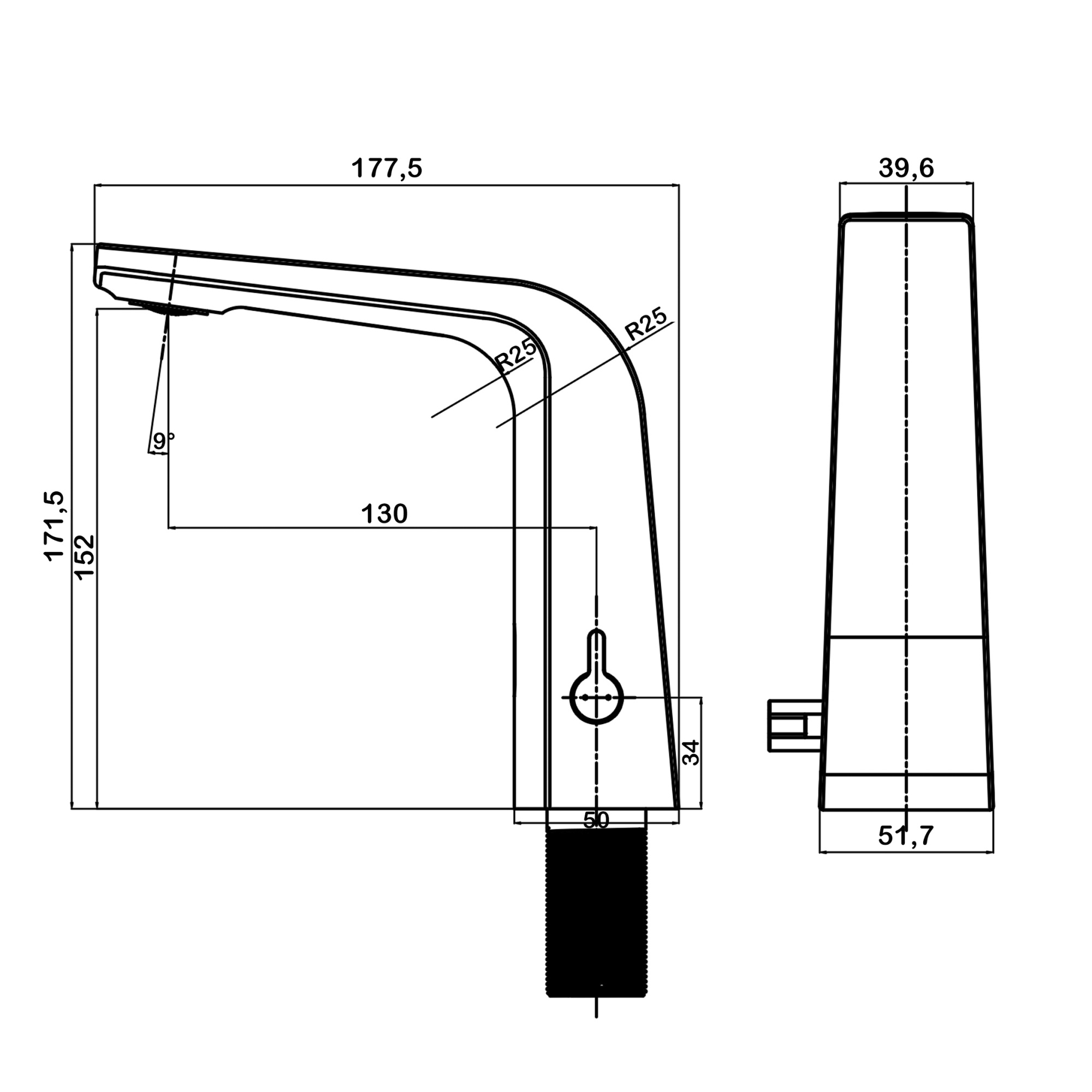 Сенсорный смеситель для раковины с ручной регулировкой температуры воды Swedbe Europe 6020B