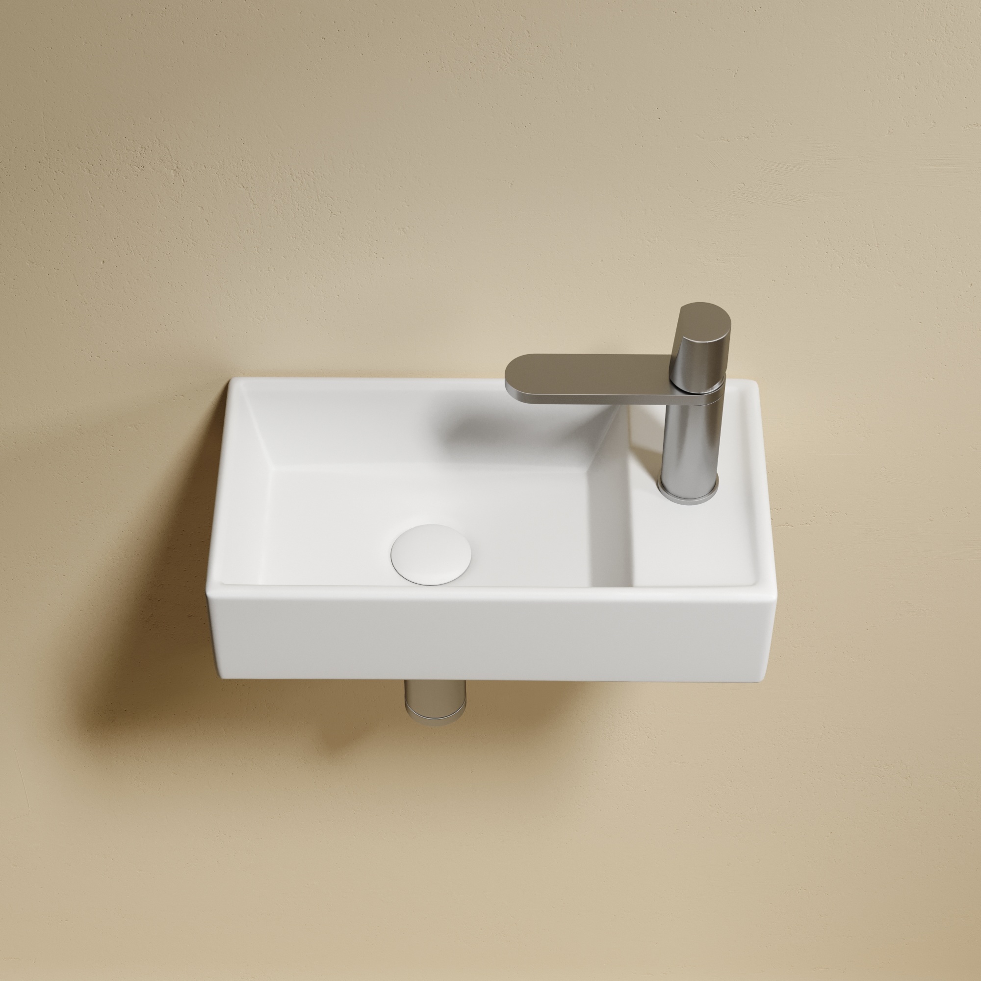 Умывальник подвесной прямоугольный (чаша слева, отверстие под смеситель справа) цвет белый матовый Element 407*217*100, CN6051LMW