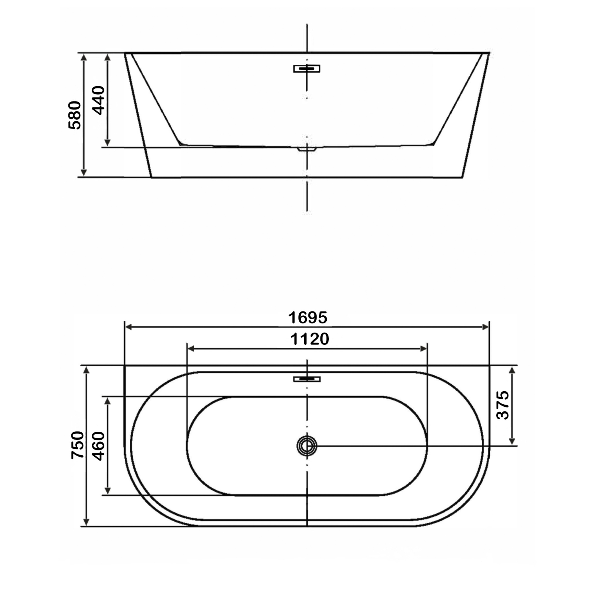 Ванна акриловая отдельностоящая 1695 мм Swedbe Vita 8828
