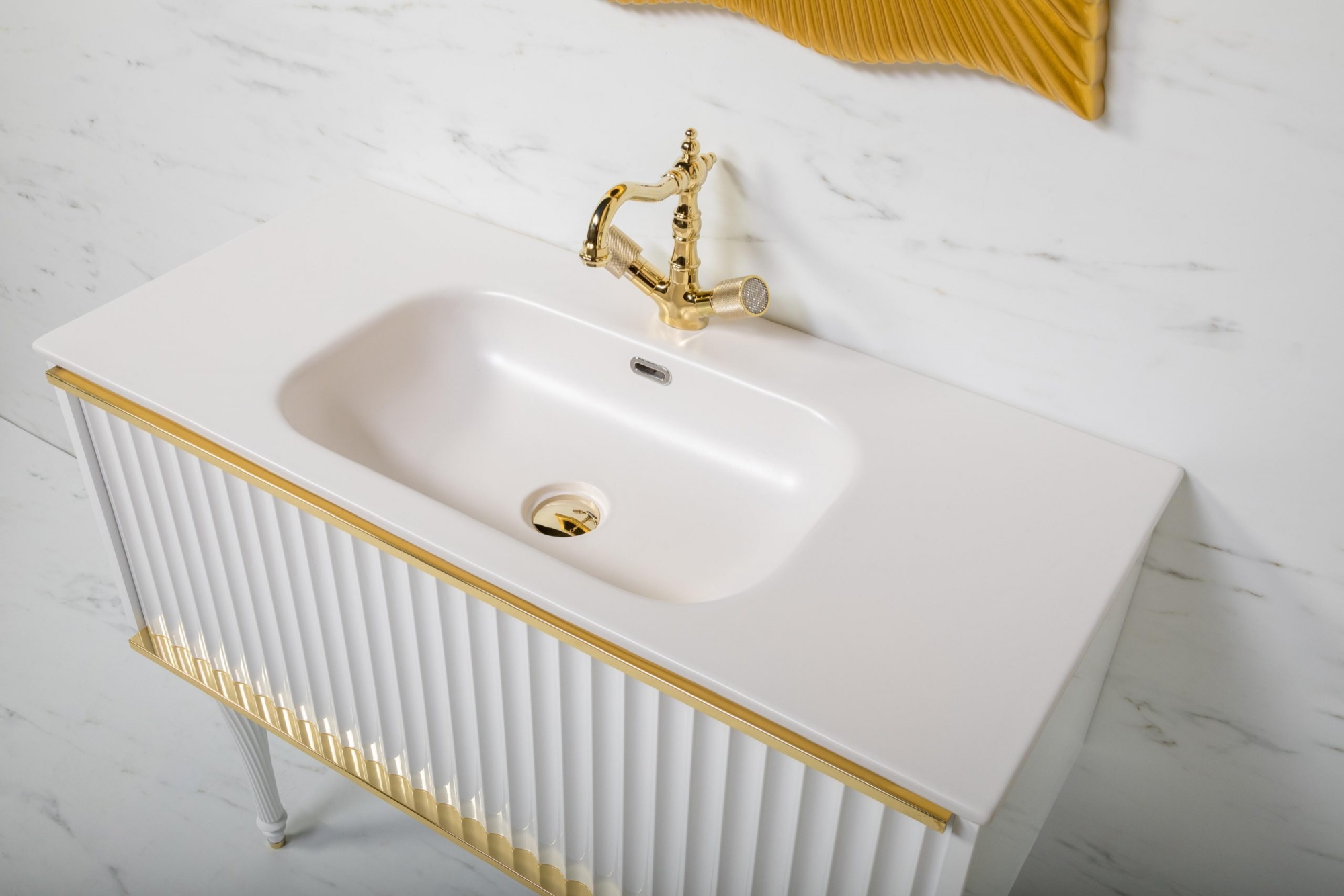 Тумба Canale 100 белая + Золото