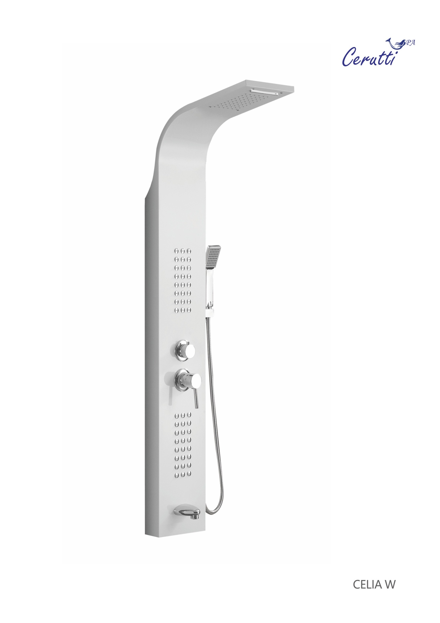 Панель CELIA W душевая из нержавеющей стали с форсунками Ceruttispa CT10402, цвет белый