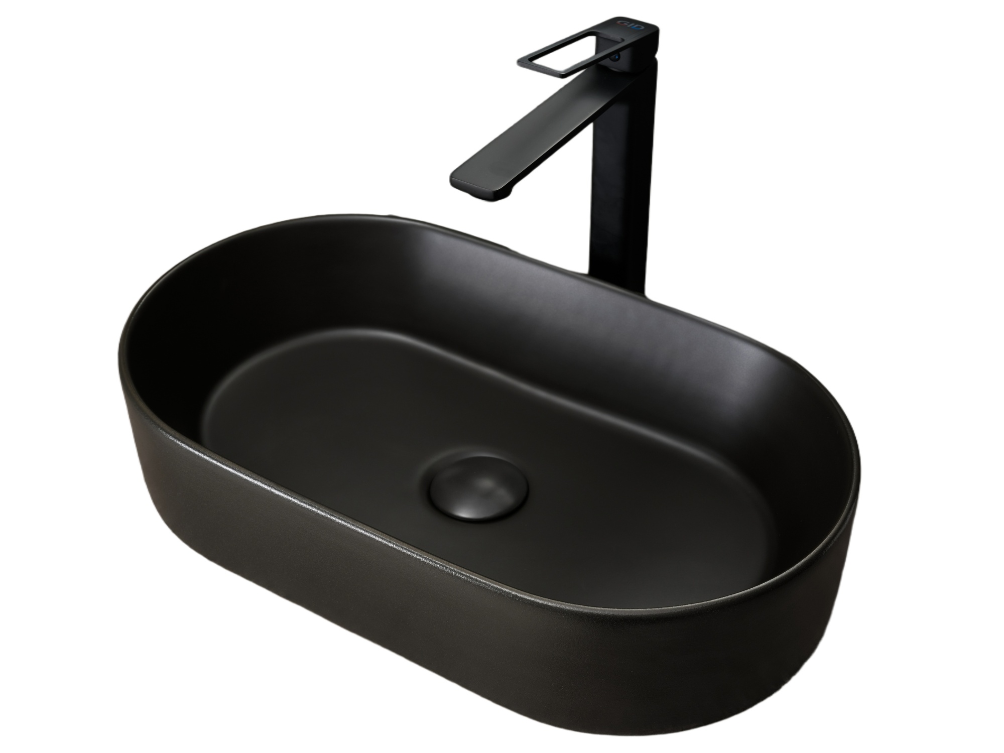 Раковина Gid N9020bg 53379 накладная черная  графит 52.5x30.5x11.5